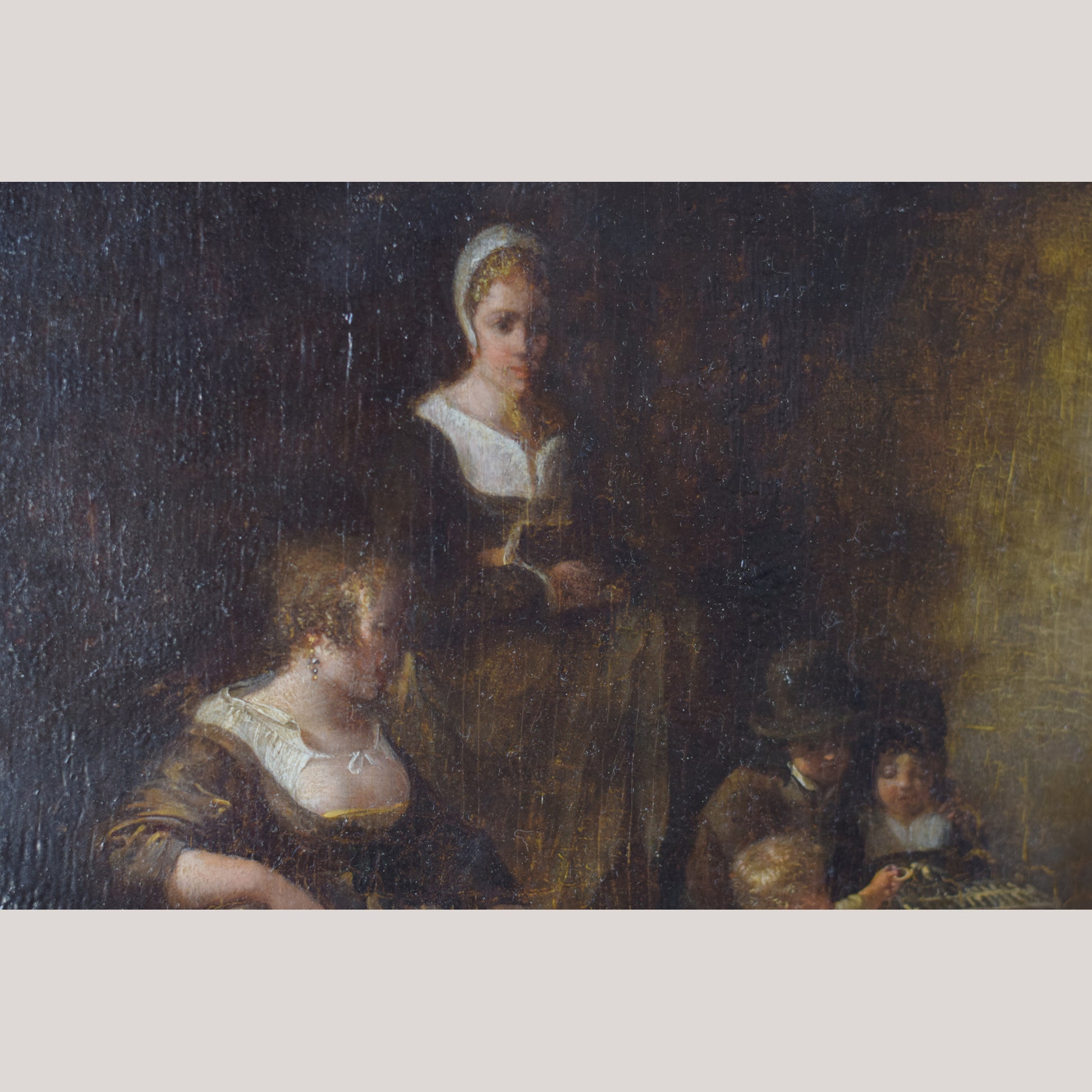 18th Century Domestic Scene - Oil on panel - Modern Decorative