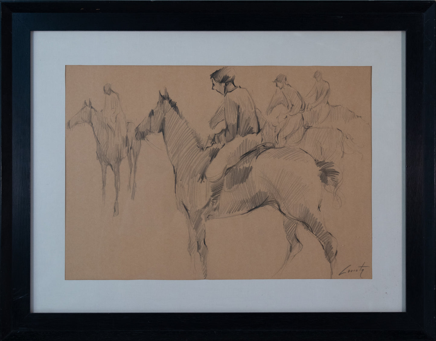 Signed High Quality Drawing - At The Races - Modern Decorative