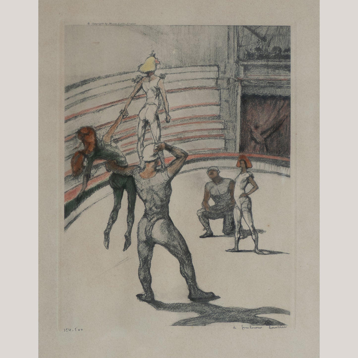 La Chapiteau – Acrobats After Toulouse-Lautrec - Vintage Circus Lithograph