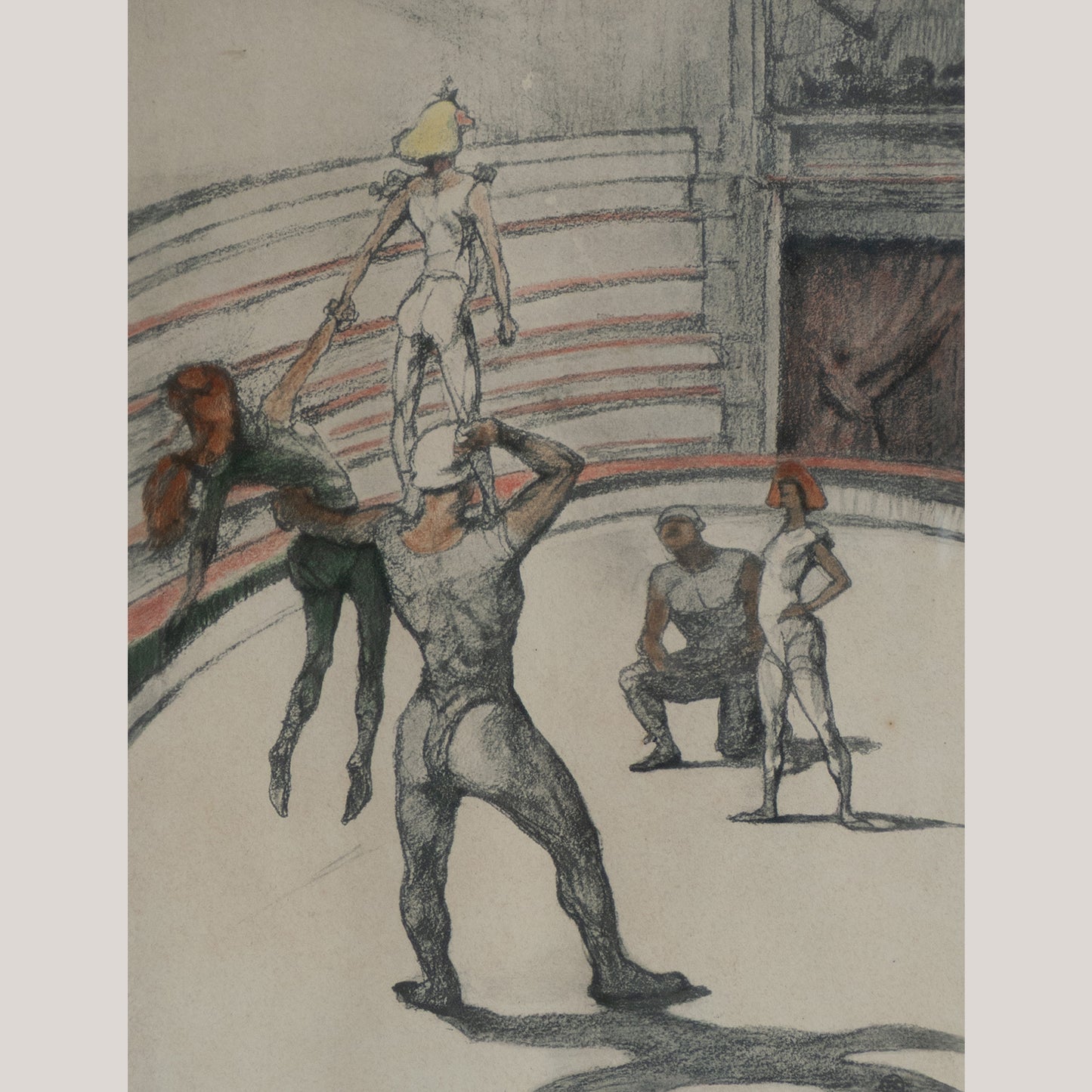 La Chapiteau – Acrobats After Toulouse-Lautrec - Vintage Circus Lithograph