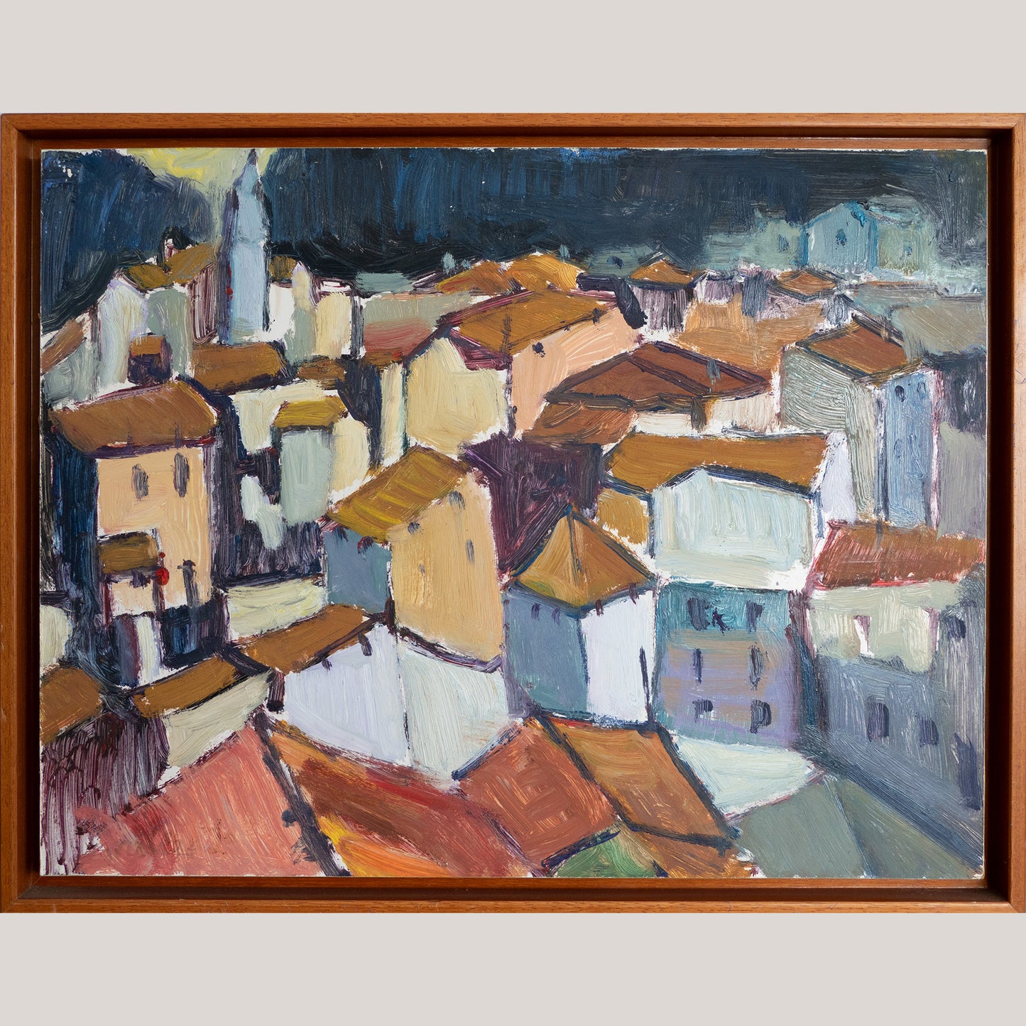 Cubist Mediterranean Rooftops – Framed Oil