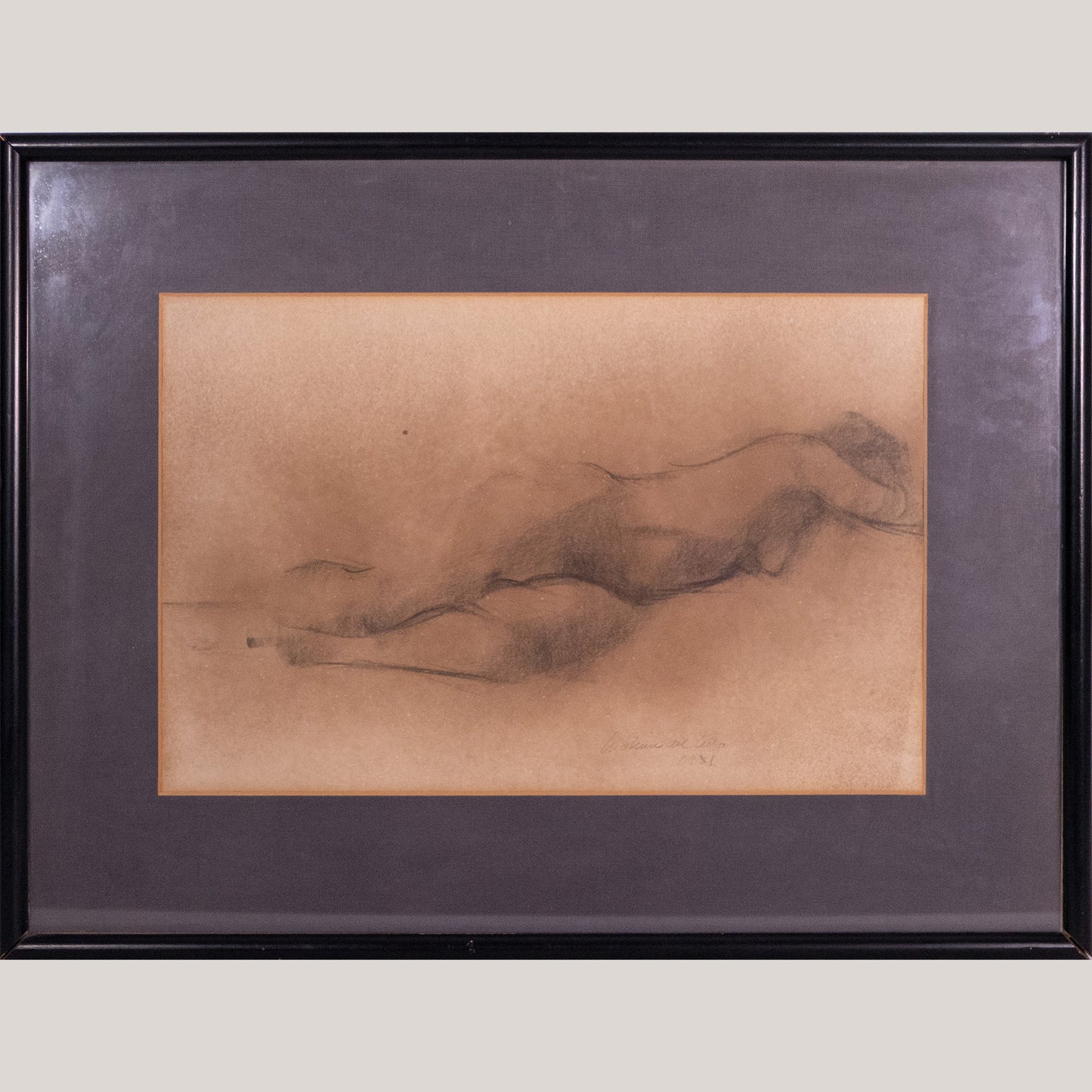 Reclining Nude Study – Original Signed Drawing 20th Century