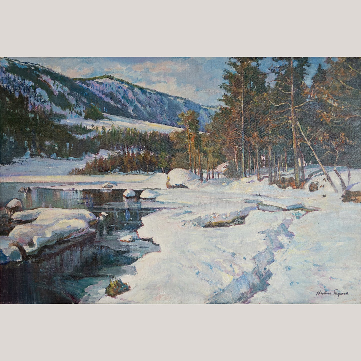 Snowy River Landscape – Follower of Thomas R. Curtin and Frits Thaulow.