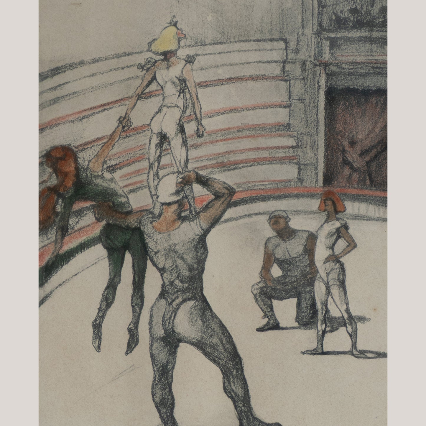 La Chapiteau – Acrobats After Toulouse-Lautrec - Vintage Circus Lithograph