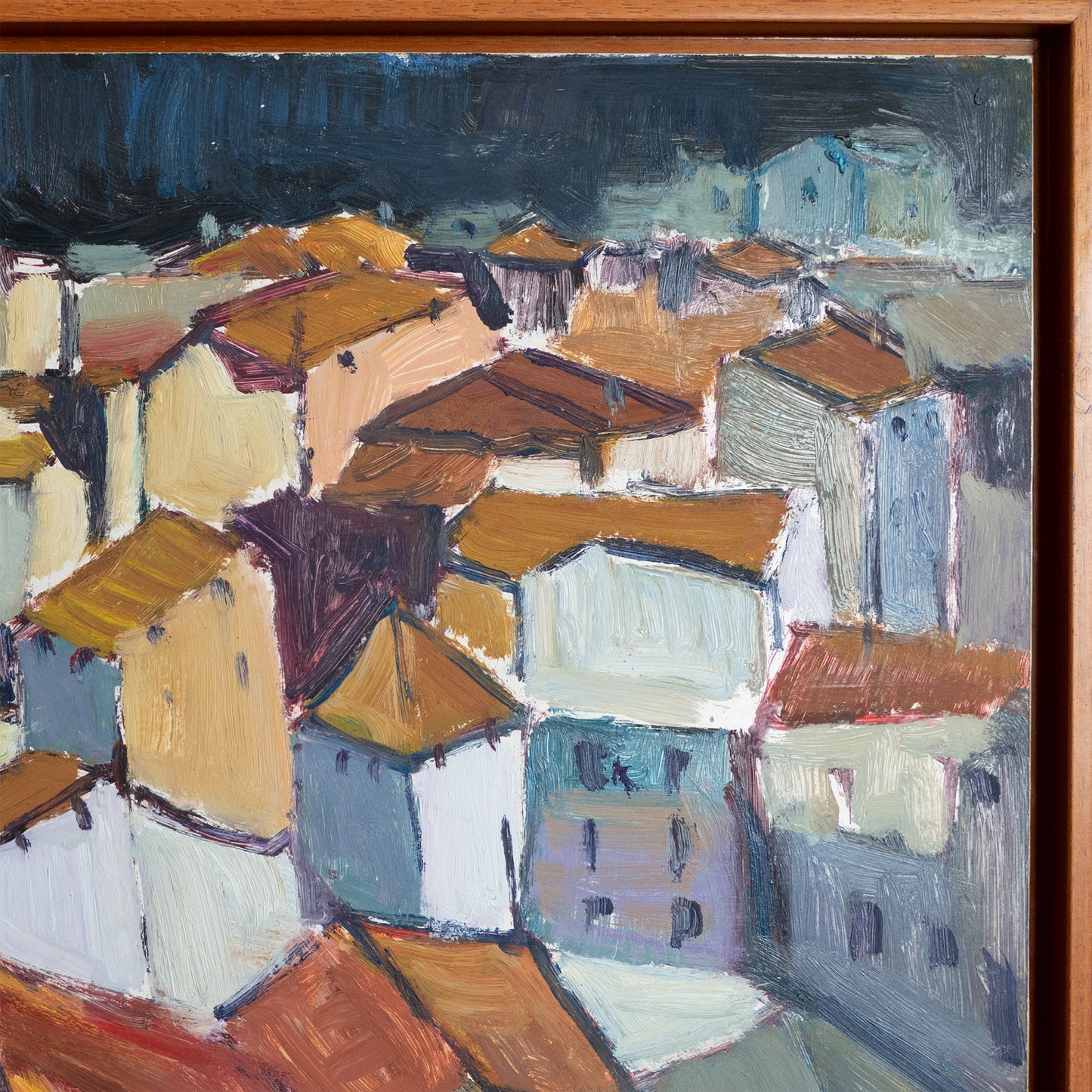 Cubist Mediterranean Rooftops – Framed Oil