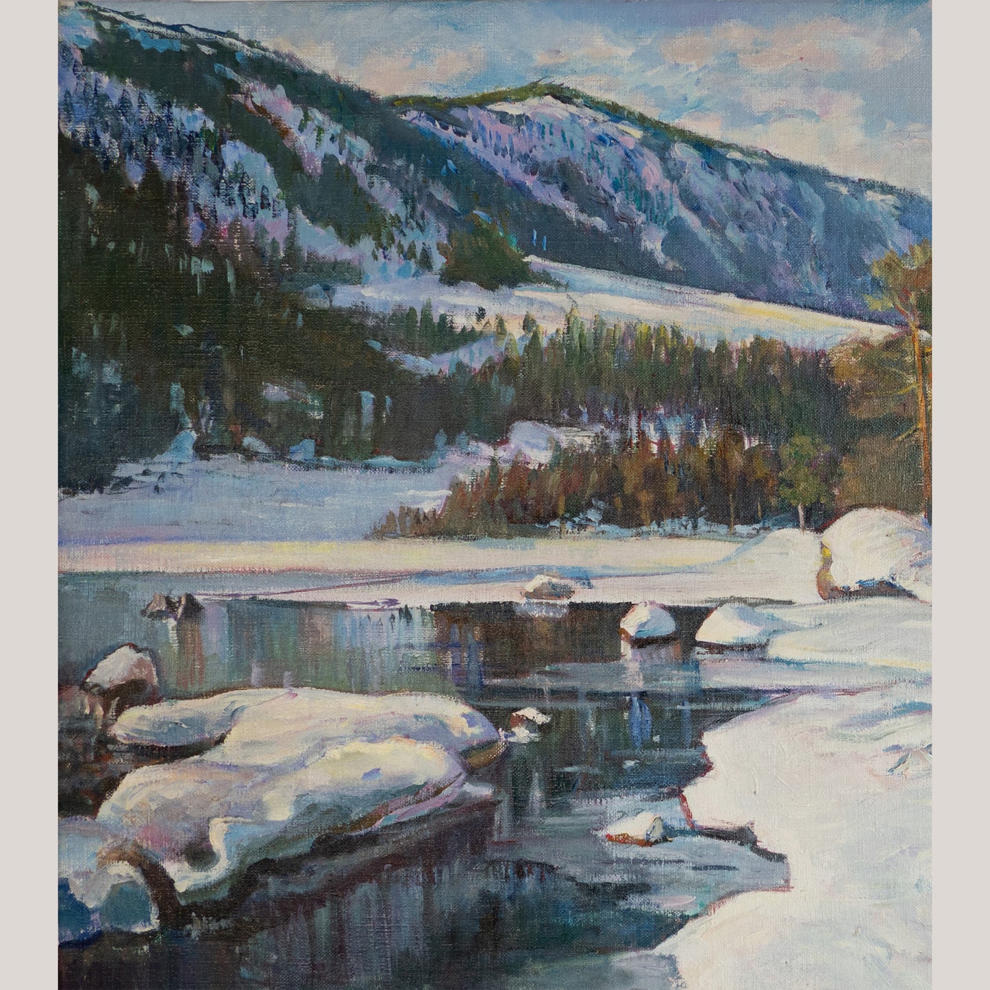 Snowy River Landscape – Follower of Thomas R. Curtin and Frits Thaulow.