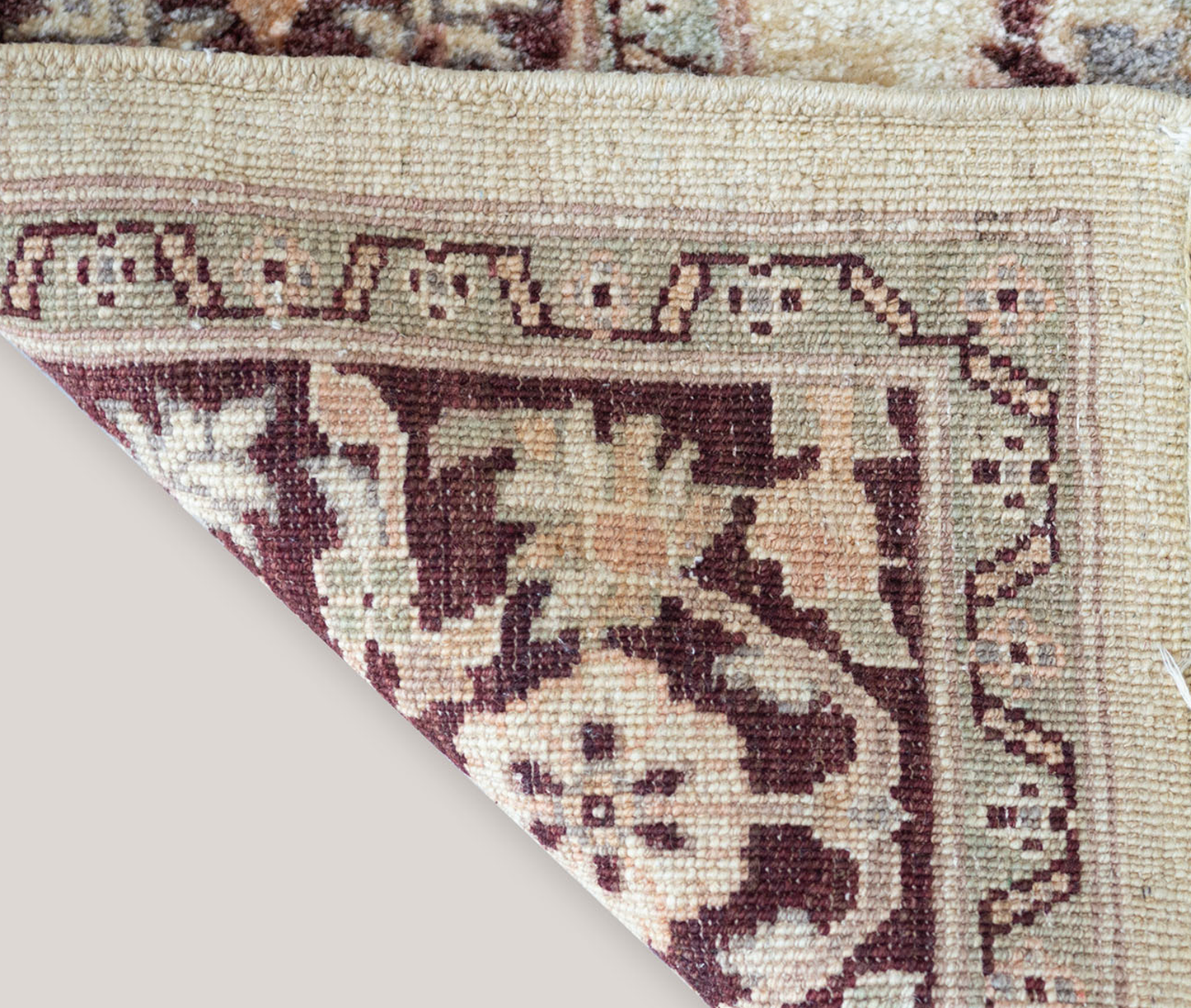 Vintage Indo-Persian Floral Rug | Ivory Ground with Burgundy Border | 273 × 187 cm