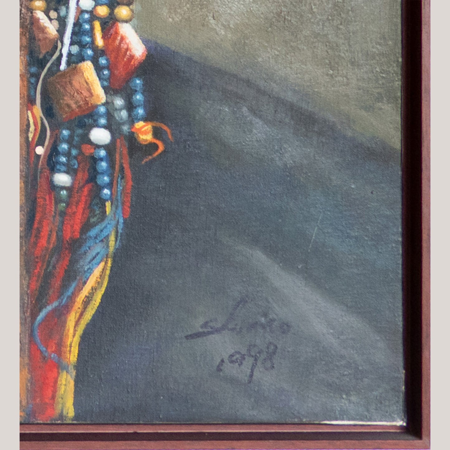 Portrait of a Tribal Woman Drinking Tea - Oil on Canvas