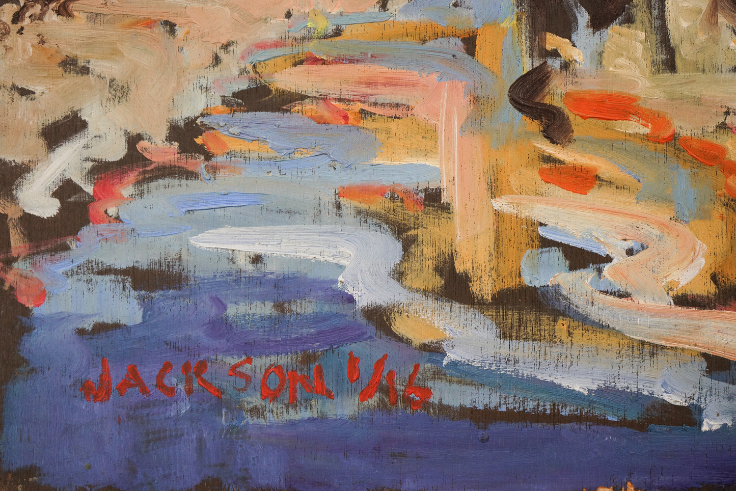 River Thames - Richmond - Sunset Oil Study - Modern Decorative