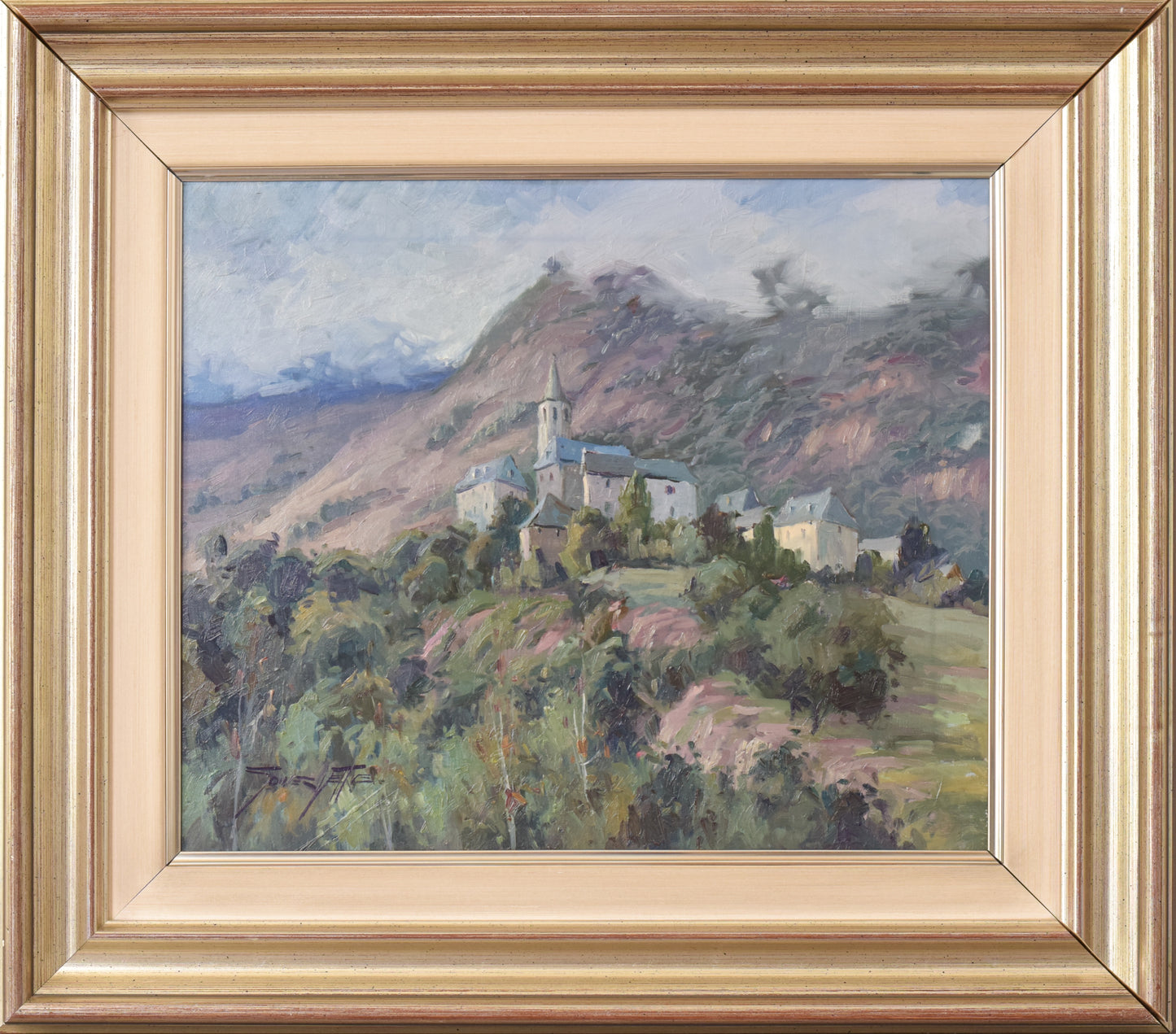 Vicente Gomez Fuste - Post Impressionist Village and Mountains - Modern Decorative