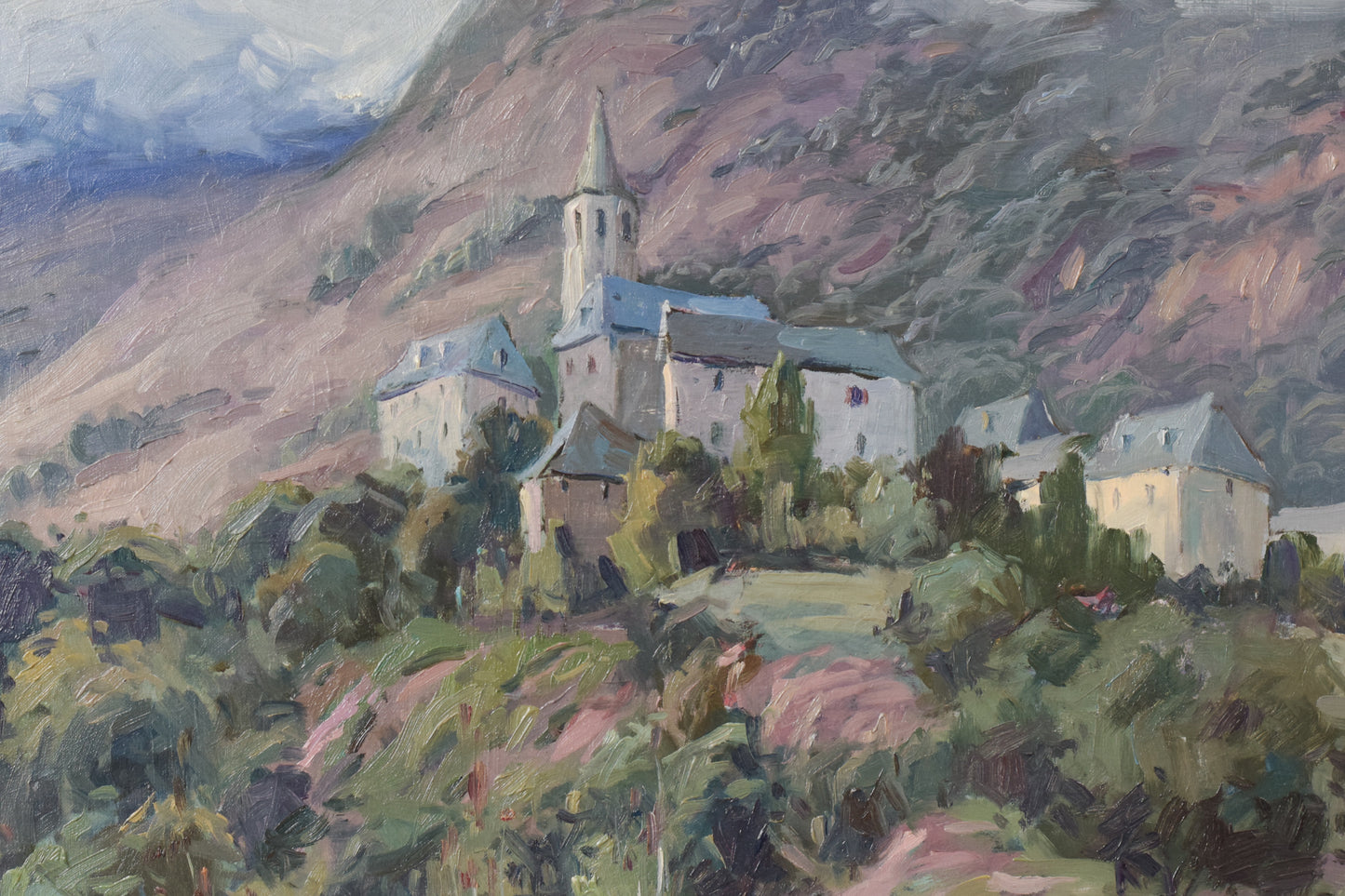 Vicente Gomez Fuste - Post Impressionist Village and Mountains - Modern Decorative