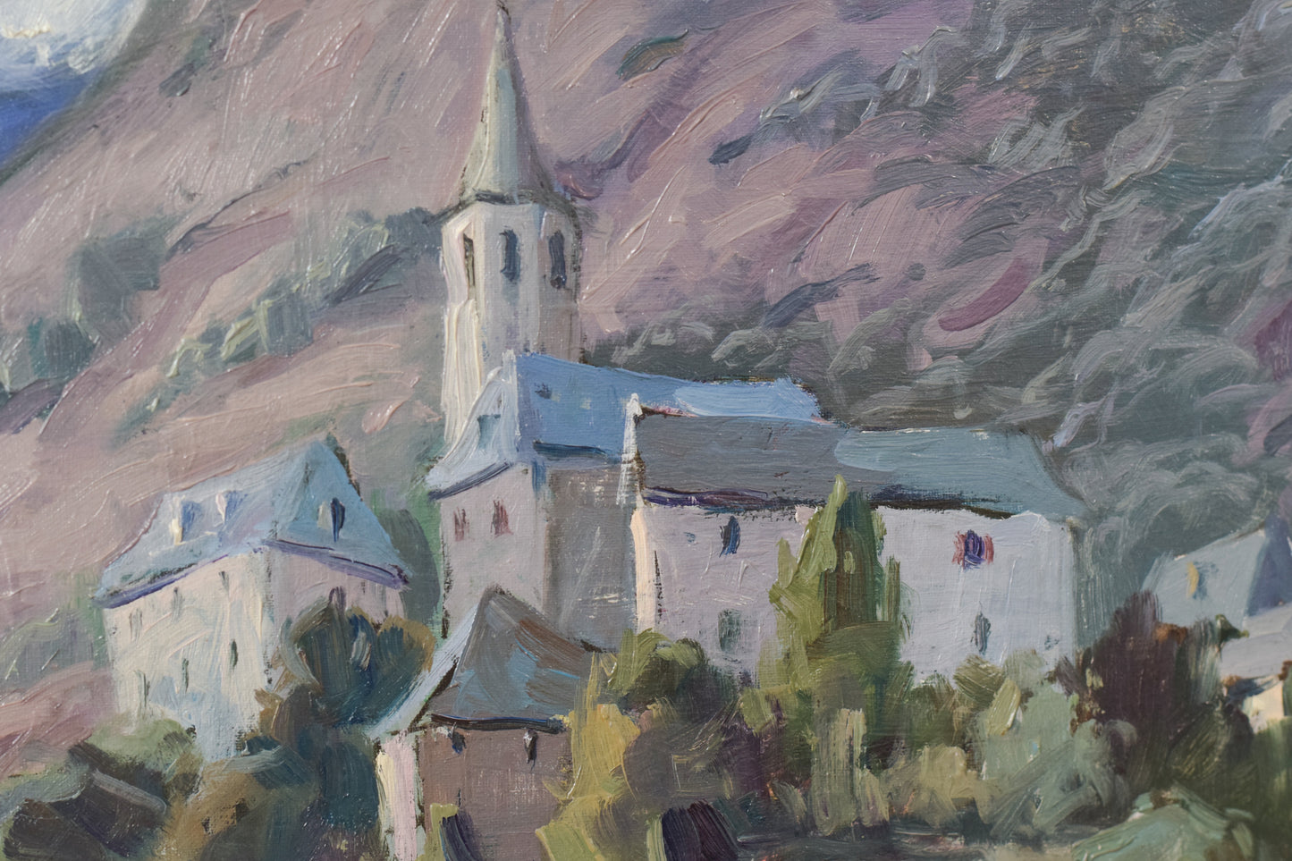 Vicente Gomez Fuste - Post Impressionist Village and Mountains - Modern Decorative
