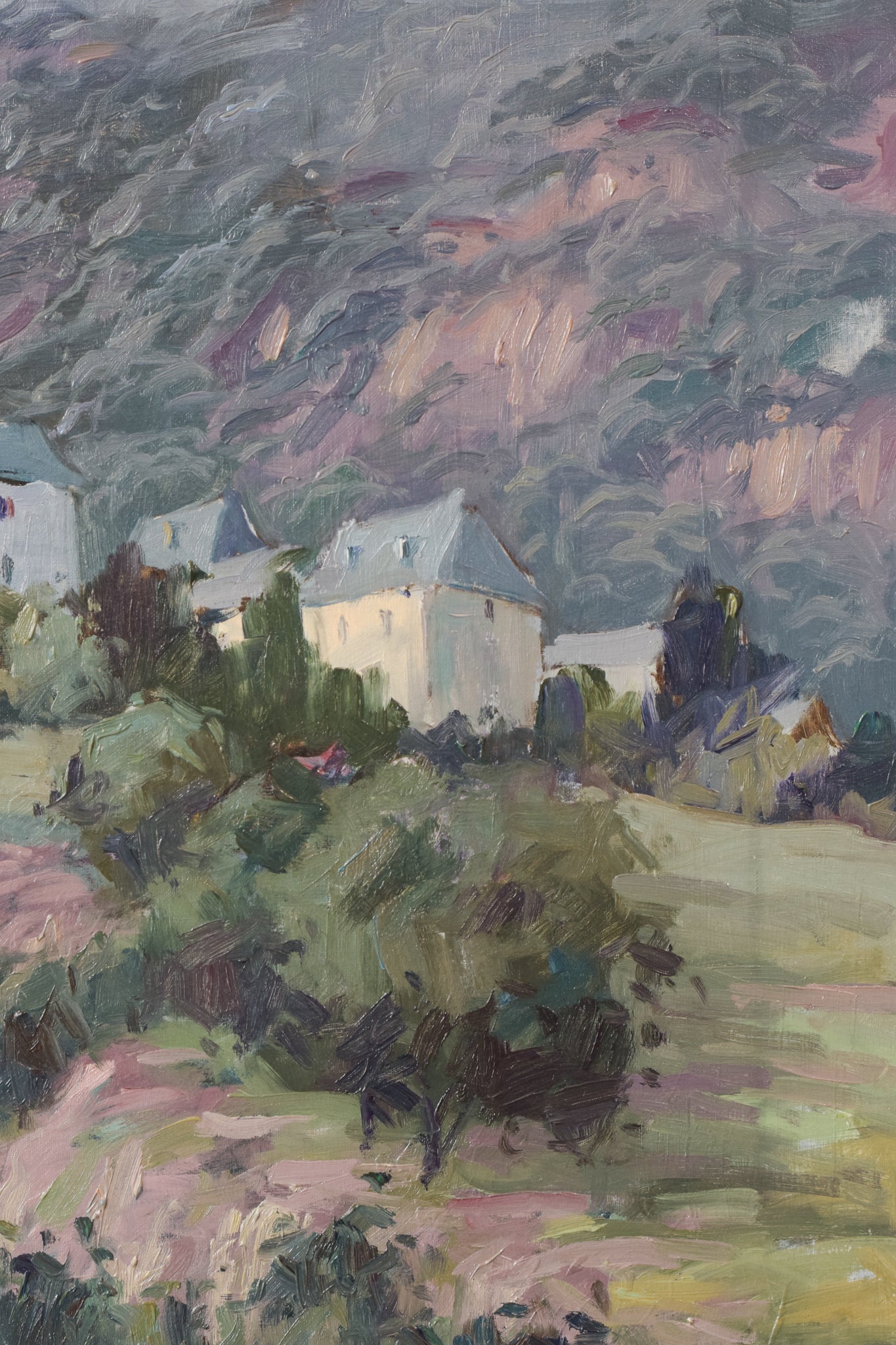 Vicente Gomez Fuste - Post Impressionist Village and Mountains - Modern Decorative