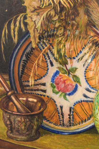 Magnificent Still Life - Sunflowers and Majolica Jug