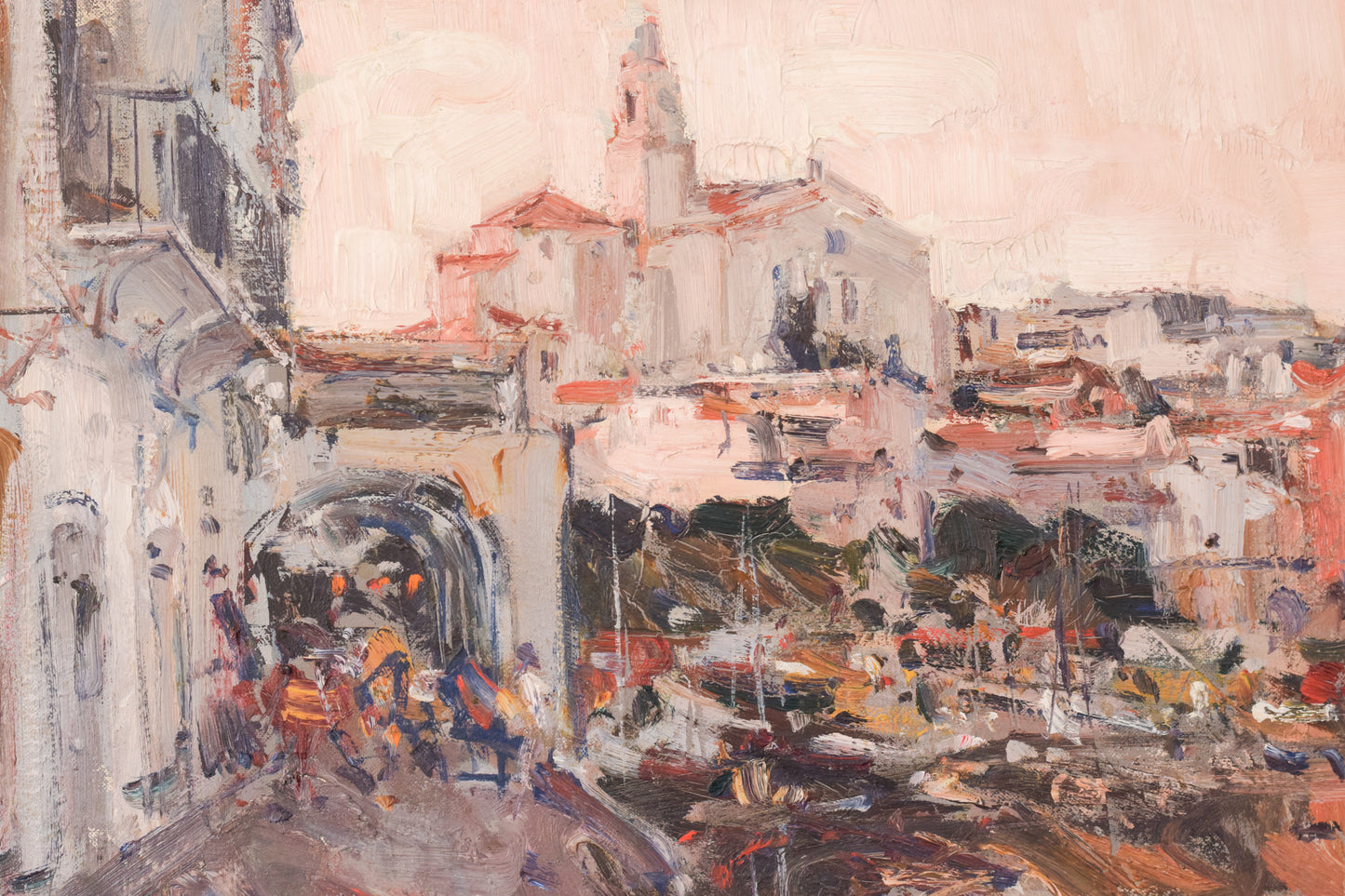 Albert Alis - Post Impressionist Cityscape with Church
