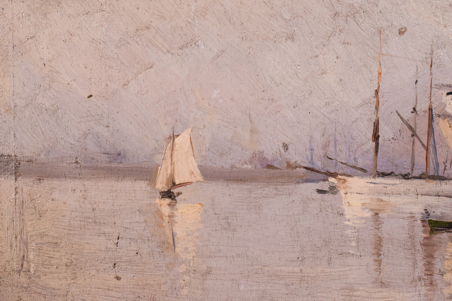 Impressionist Marine Study of a Harbour and Sailing Ships - Modern Decorative