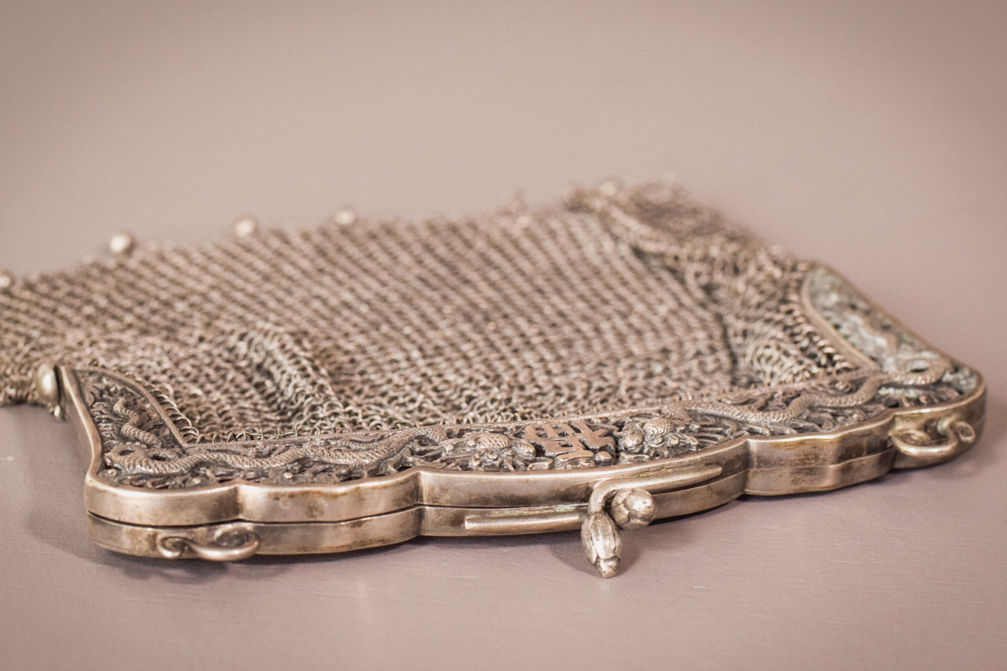 Chinese Silver Purses x2 plus Silver Parasol handle - Modern Decorative