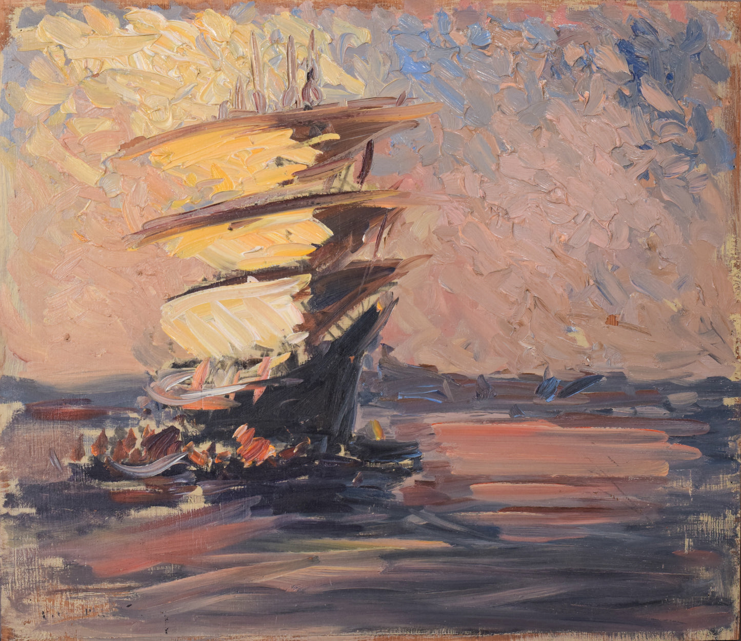 Post Impressionist - Study of a Sailing Ship - Modern Decorative
