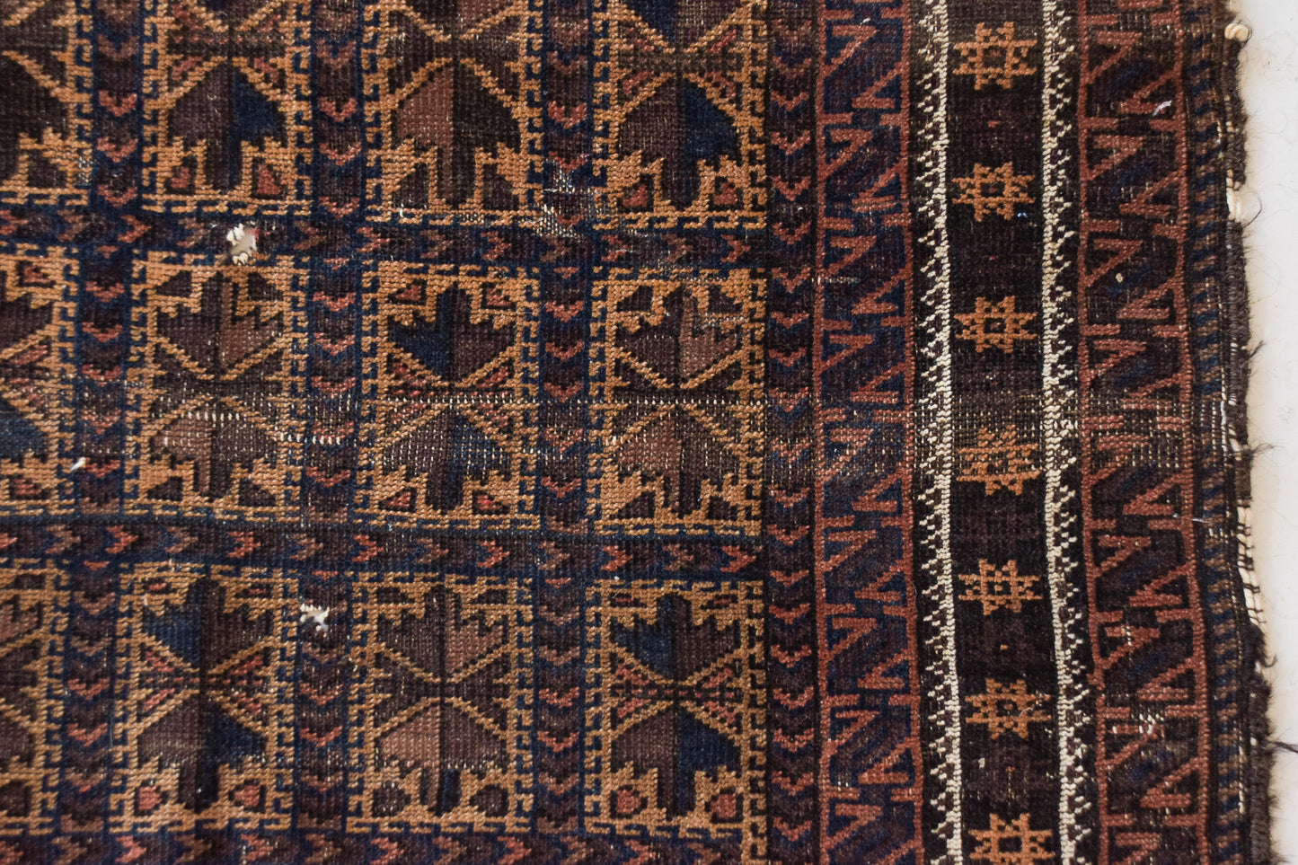 Alfombra de oración Baluch antigua tejida a mano