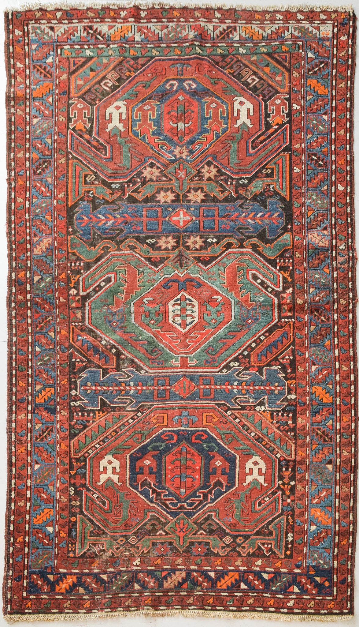 Large Vintage Handwoven Caucasian Rug - Modern Decorative