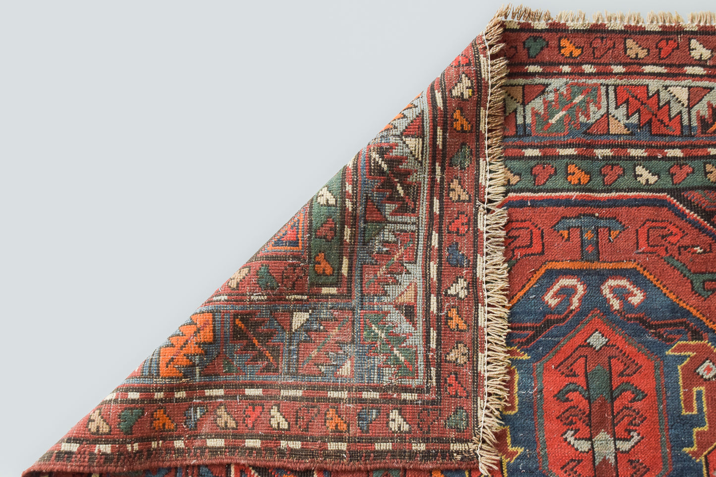 Large Vintage Handwoven Caucasian Rug - Modern Decorative