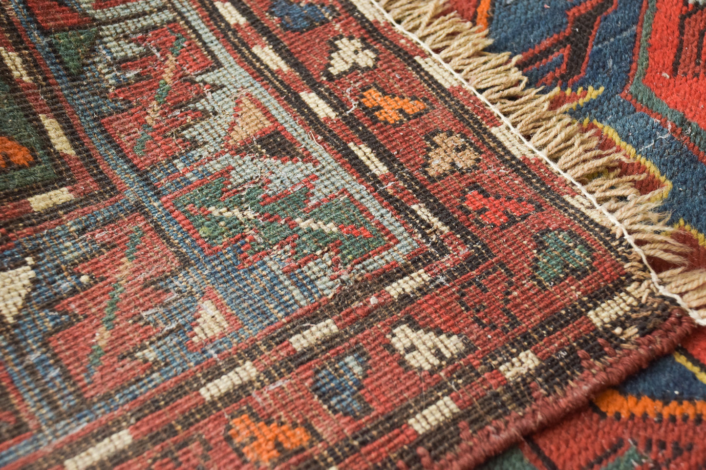 Large Vintage Handwoven Caucasian Rug - Modern Decorative