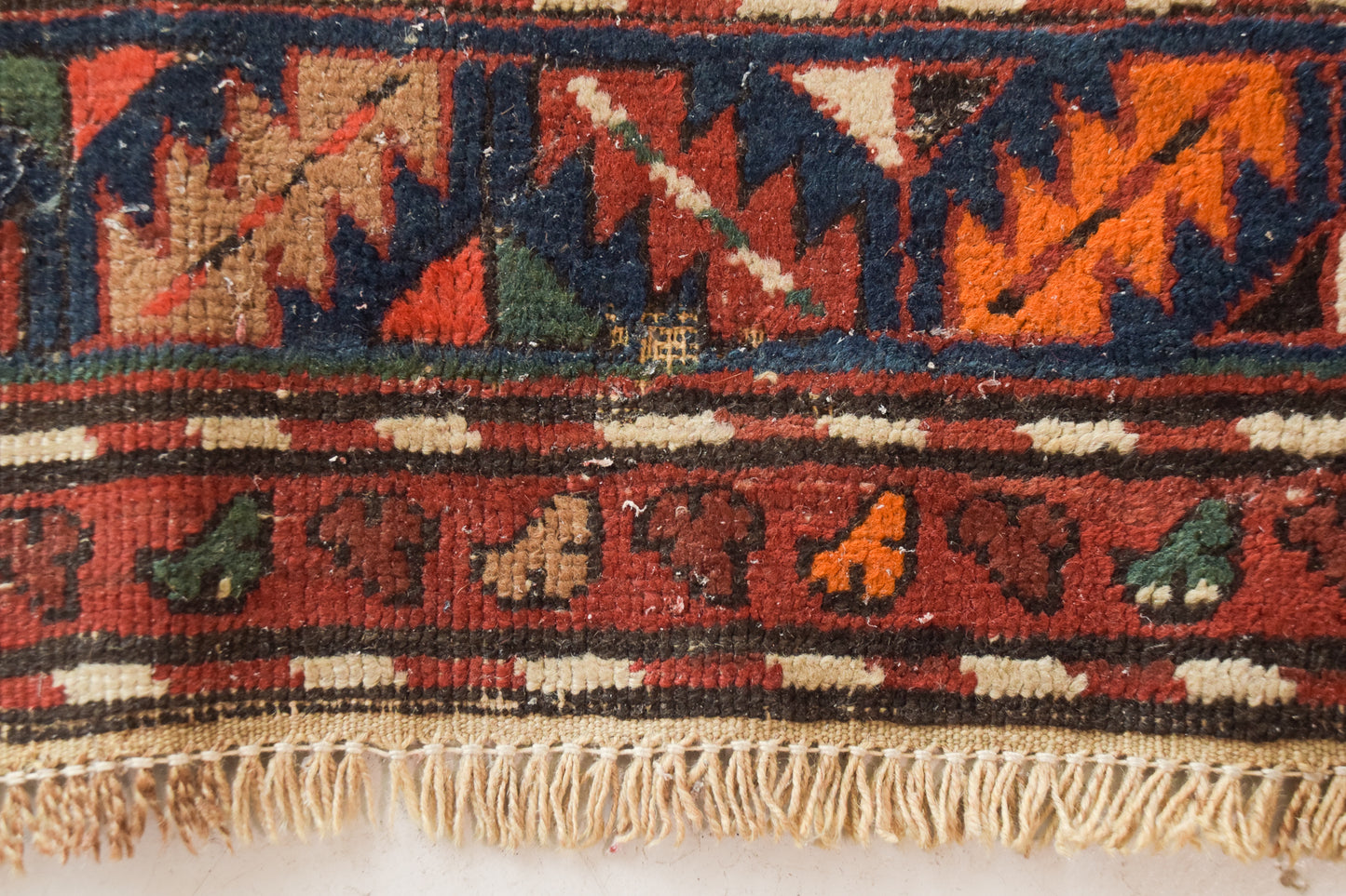 Large Vintage Handwoven Caucasian Rug - Modern Decorative