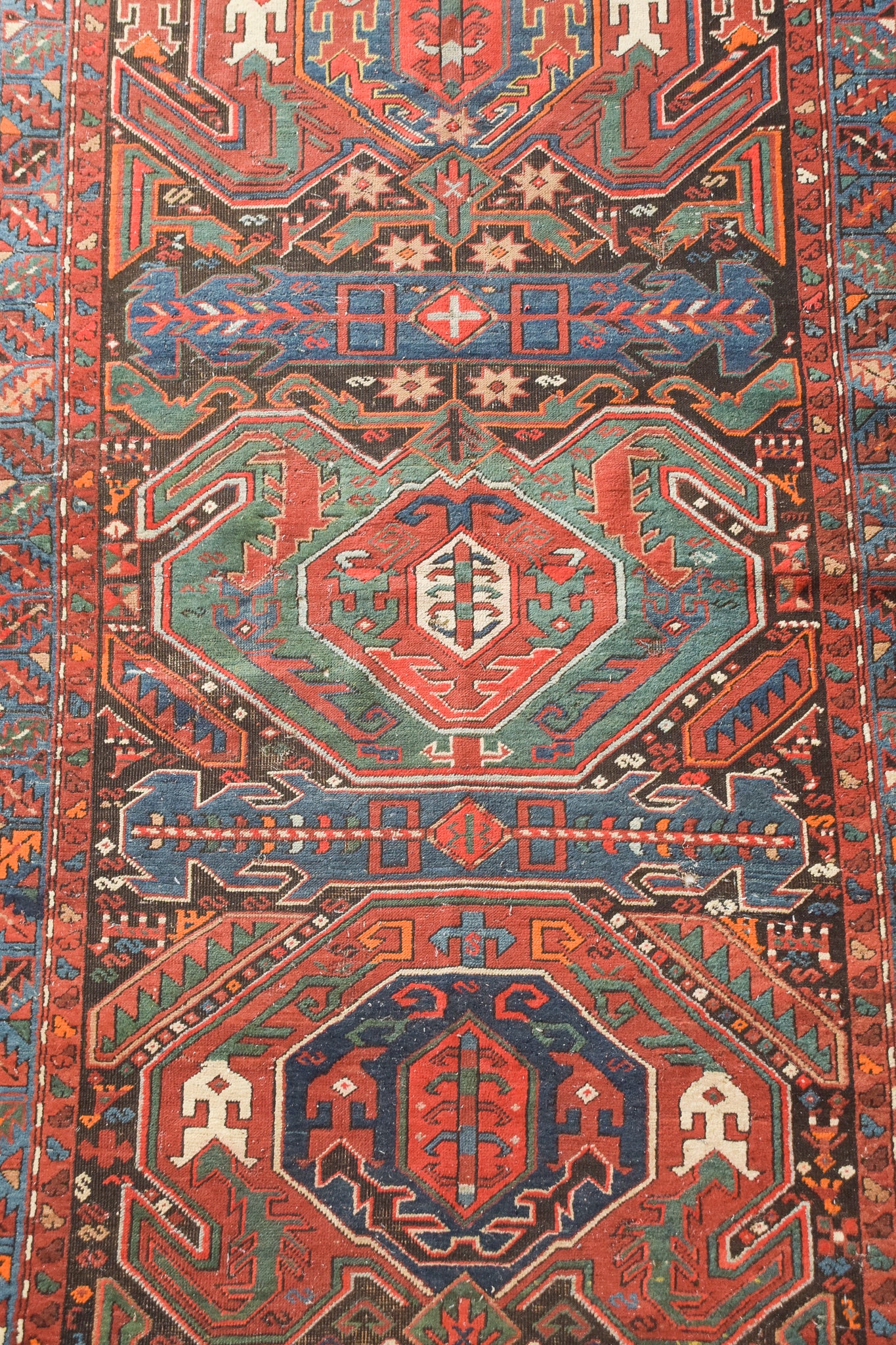 Large Vintage Handwoven Caucasian Rug - Modern Decorative