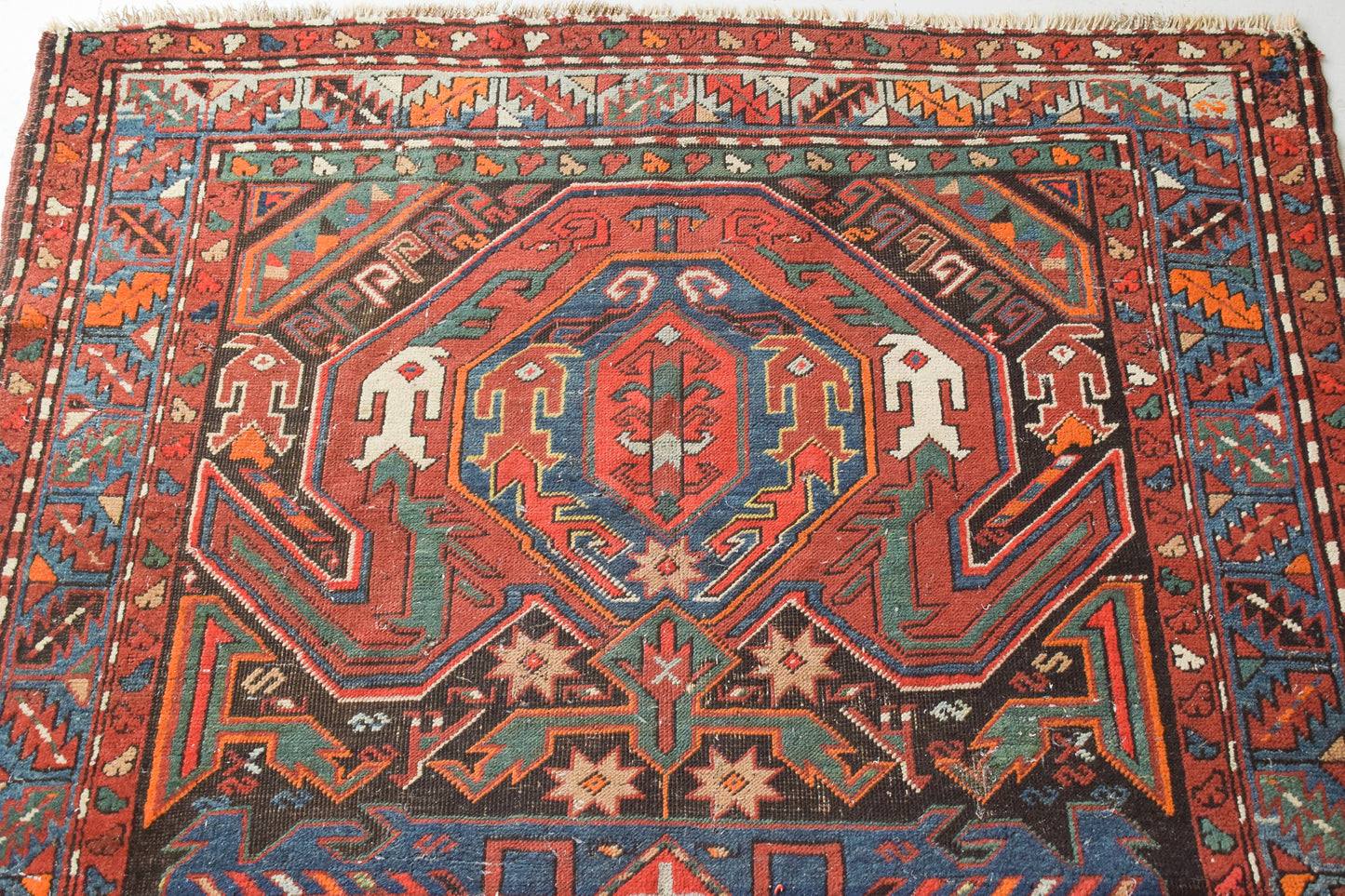 Large Vintage Handwoven Caucasian Rug - Modern Decorative