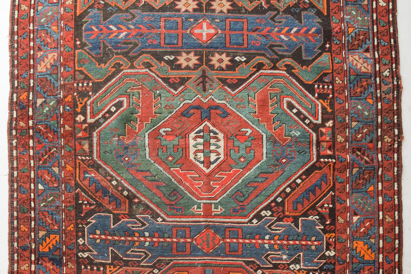 Large Vintage Handwoven Caucasian Rug - Modern Decorative