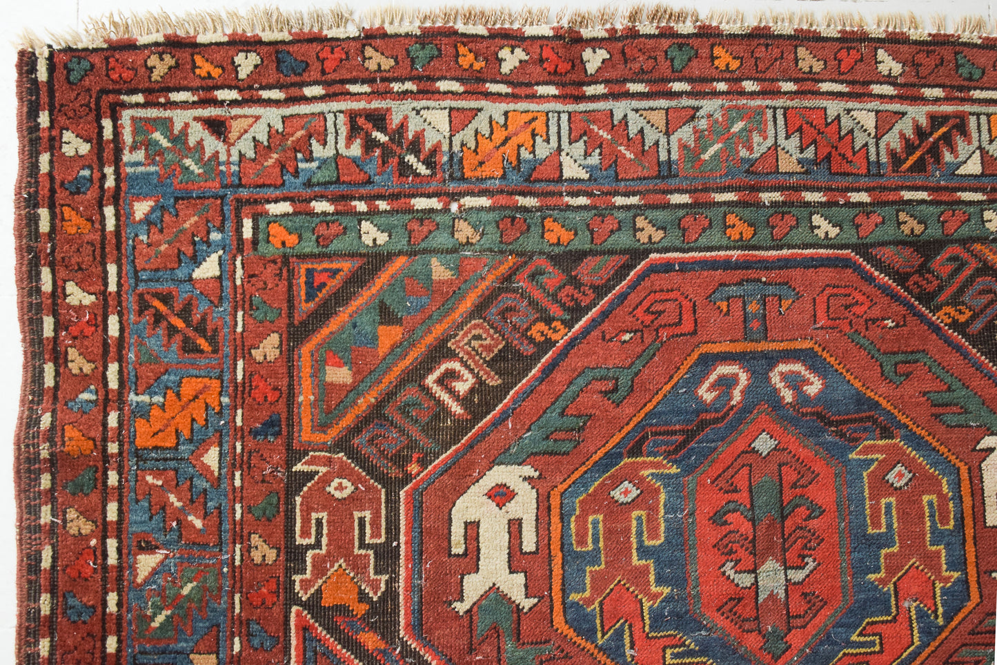 Large Vintage Handwoven Caucasian Rug - Modern Decorative