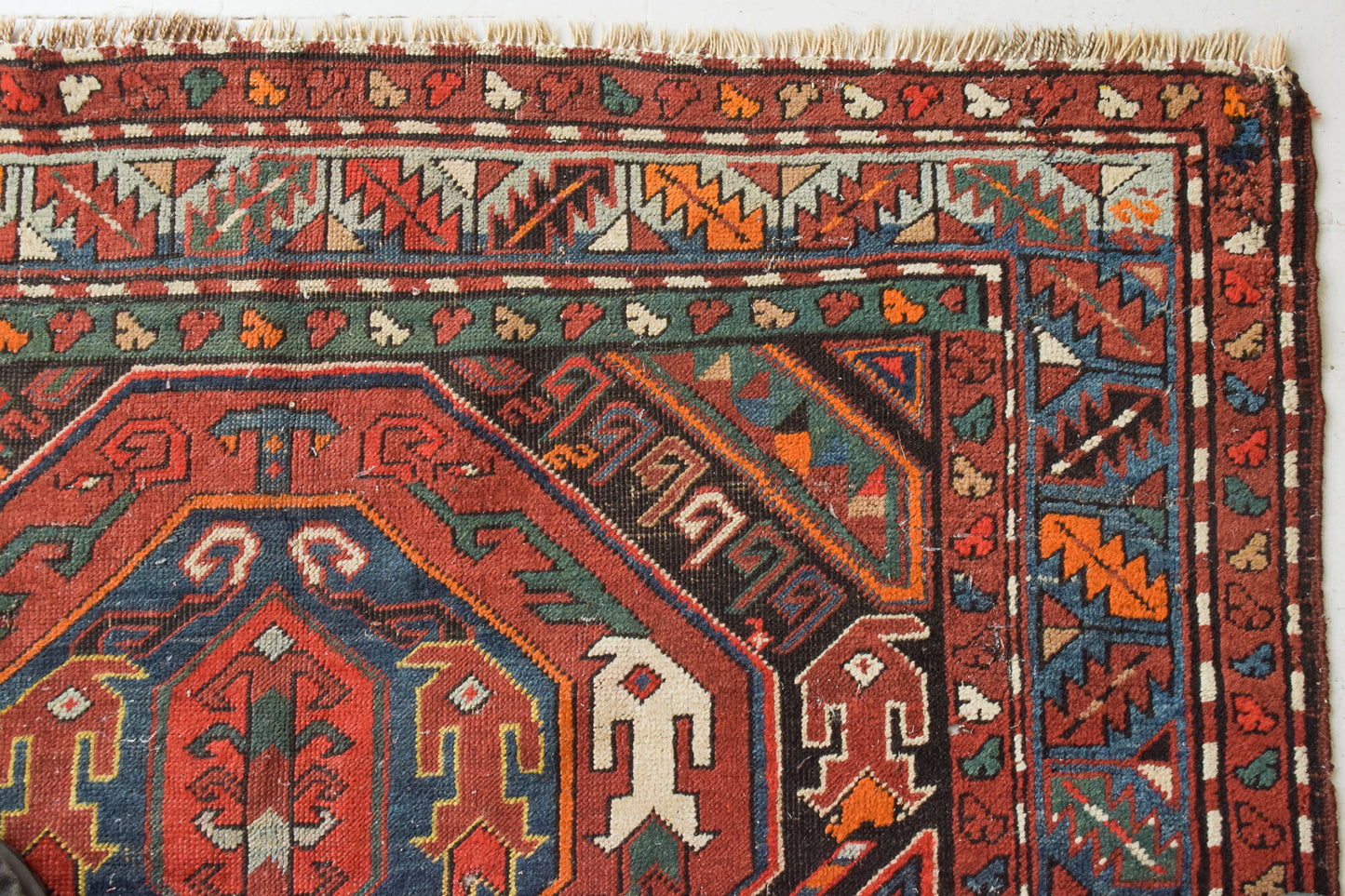 Large Vintage Handwoven Caucasian Rug - Modern Decorative