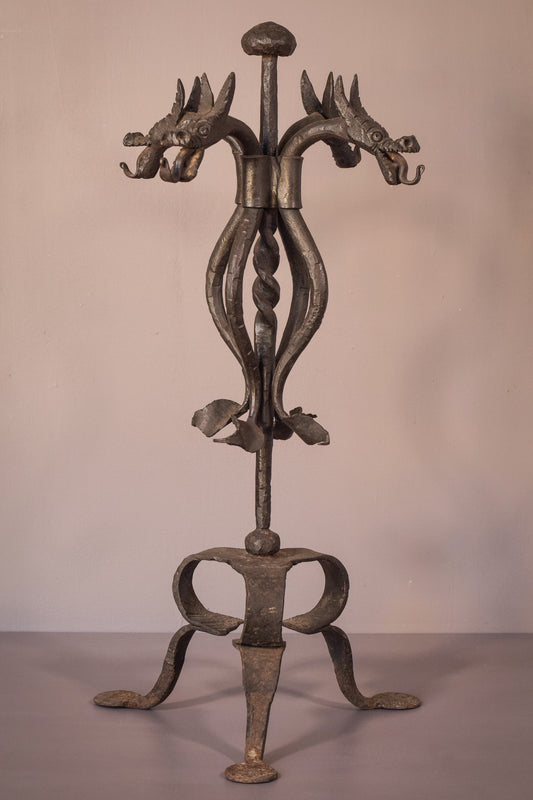 Follower of Antoni Gaudí - Art Nouveau Wrought Iron Dragon Stand - Modern Decorative