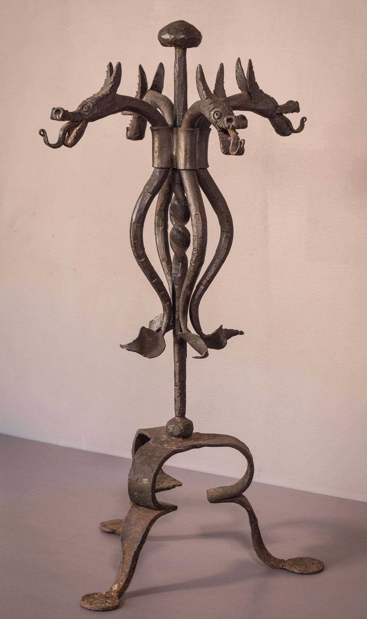 Art Nouveau Wrought Iron Dragon Stand