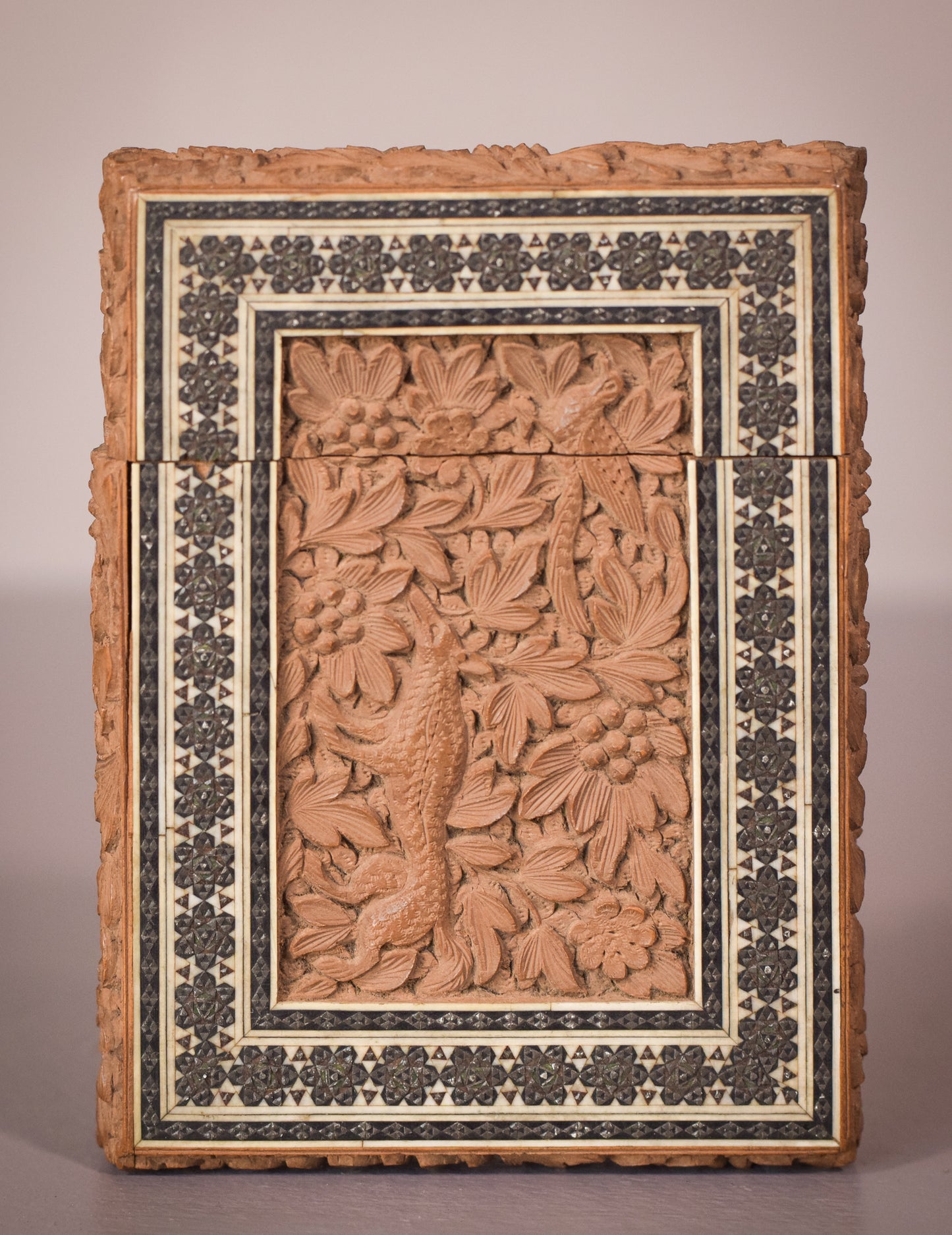 Pair of 19C Anglo Indian Sadeli Mosaic Greeting Card Cases