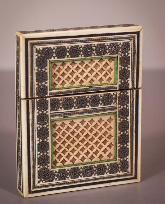 Pair of 19C Anglo Indian Sadeli Mosaic Greeting Card Cases