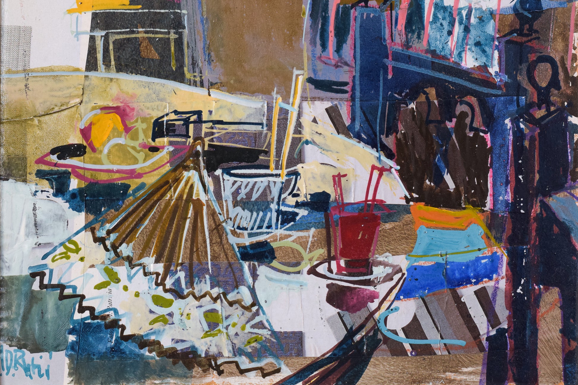 Abstract Expressionist Interior Collage - Modern Decorative