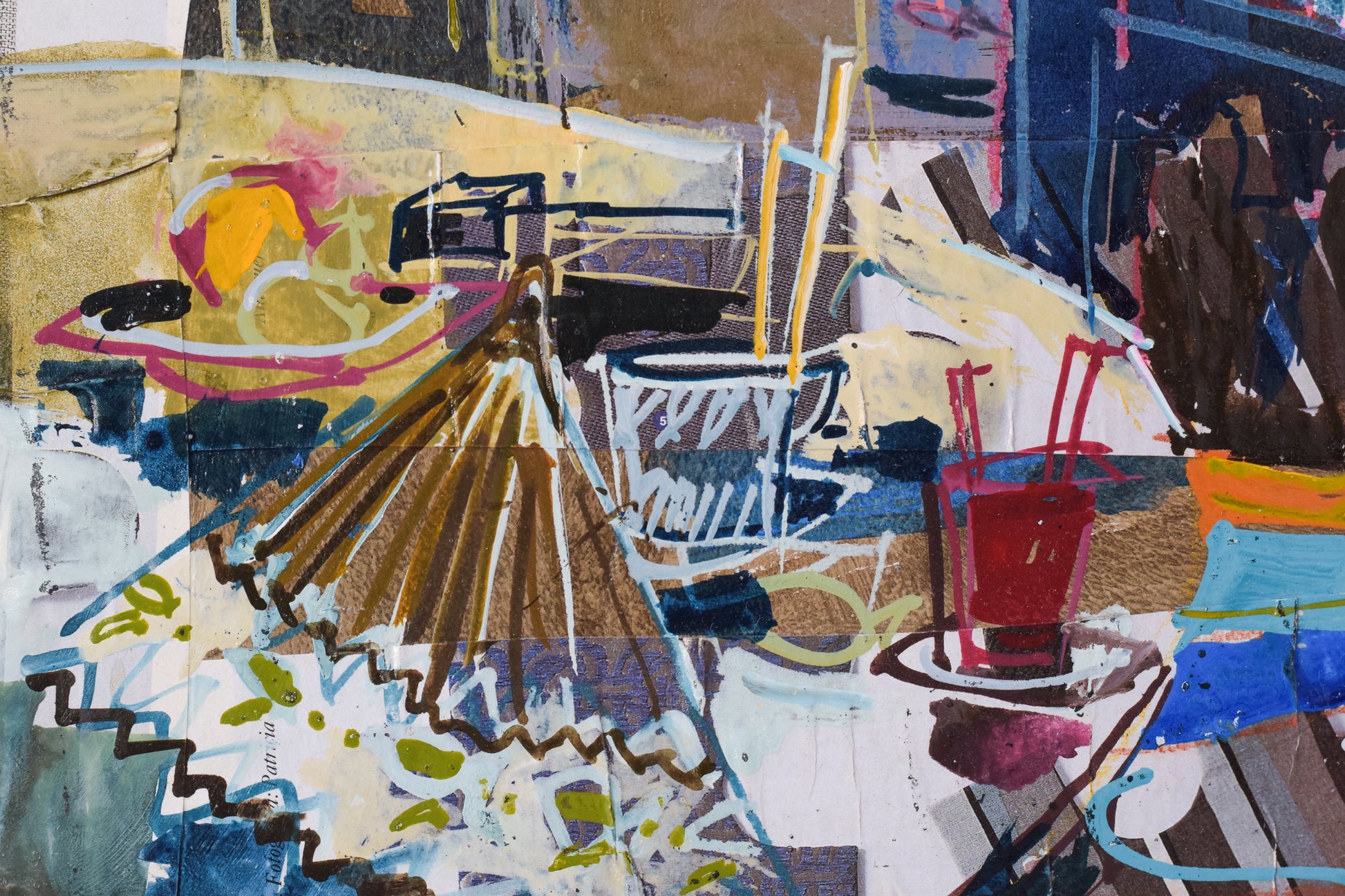 Abstract Expressionist Interior Collage - Modern Decorative