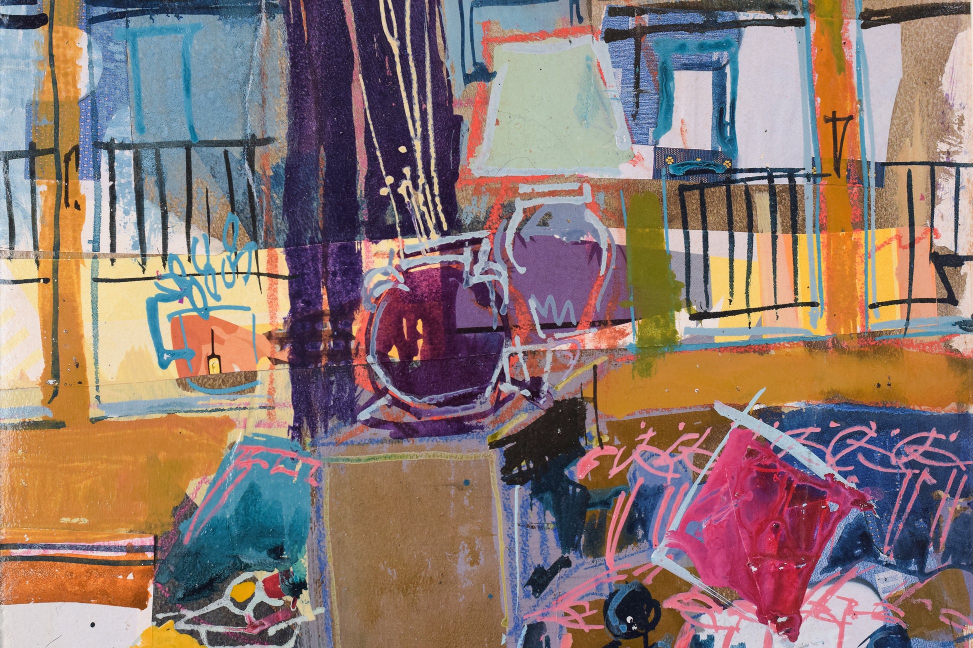 Abstract Expressionist Interior Collage - Modern Decorative