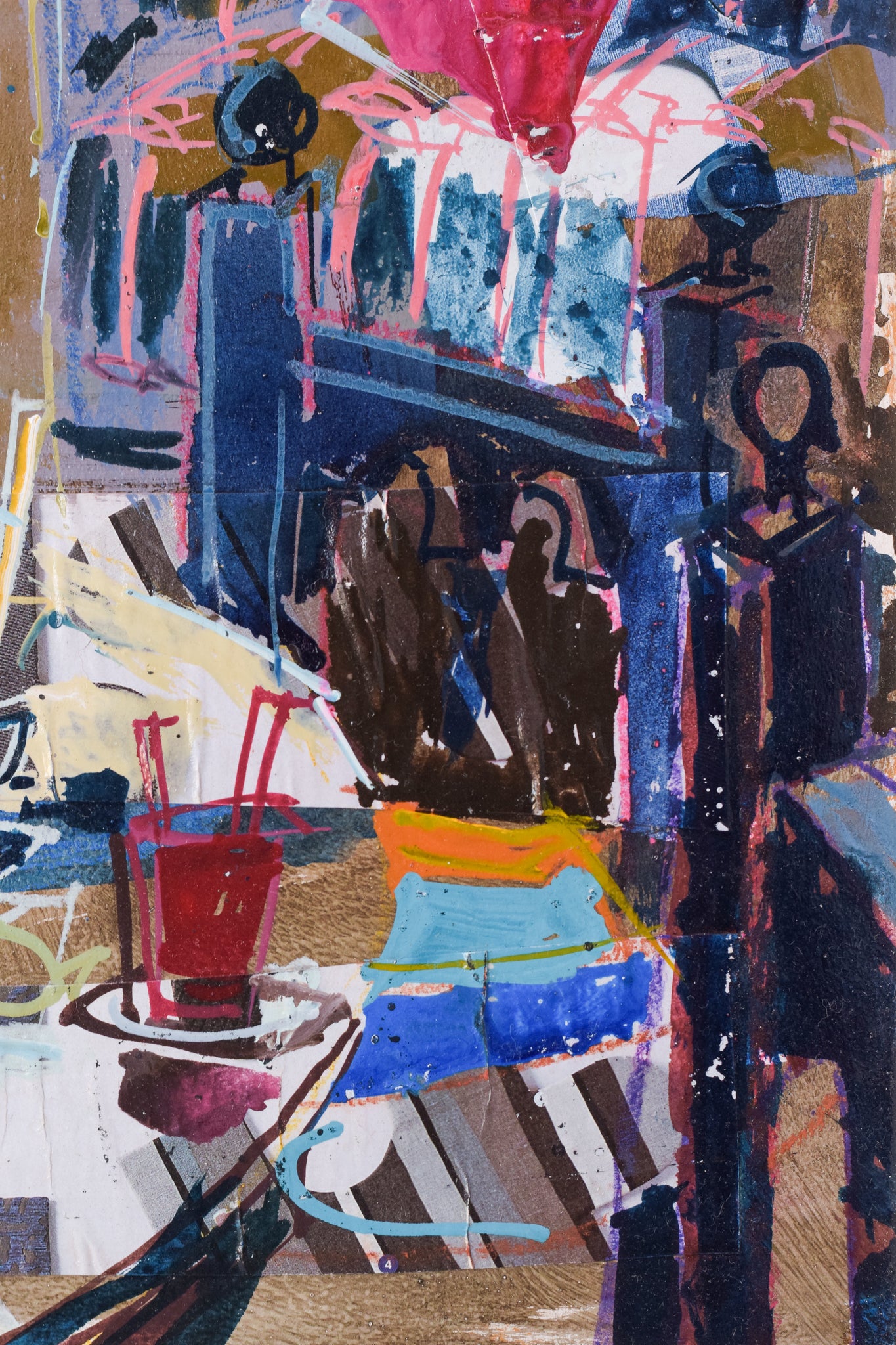 Abstract Expressionist Interior Collage - Modern Decorative