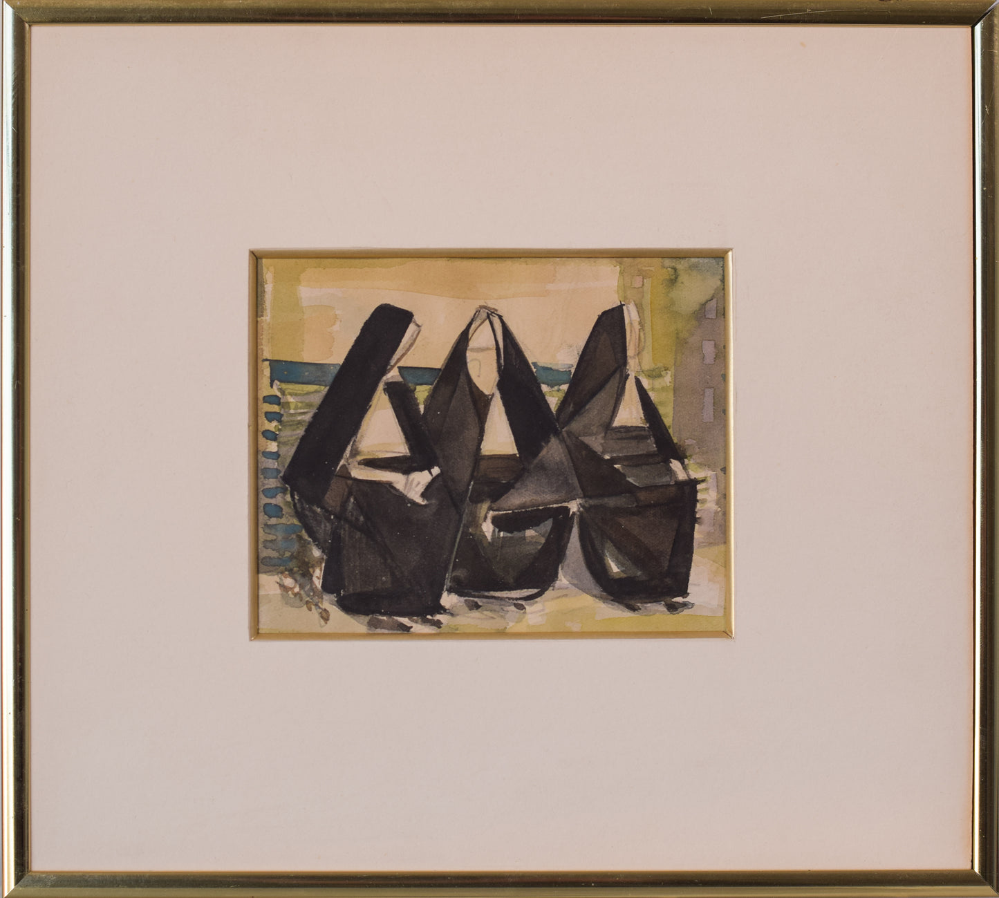 Abstract Painting of Three Nuns - Modern Decorative