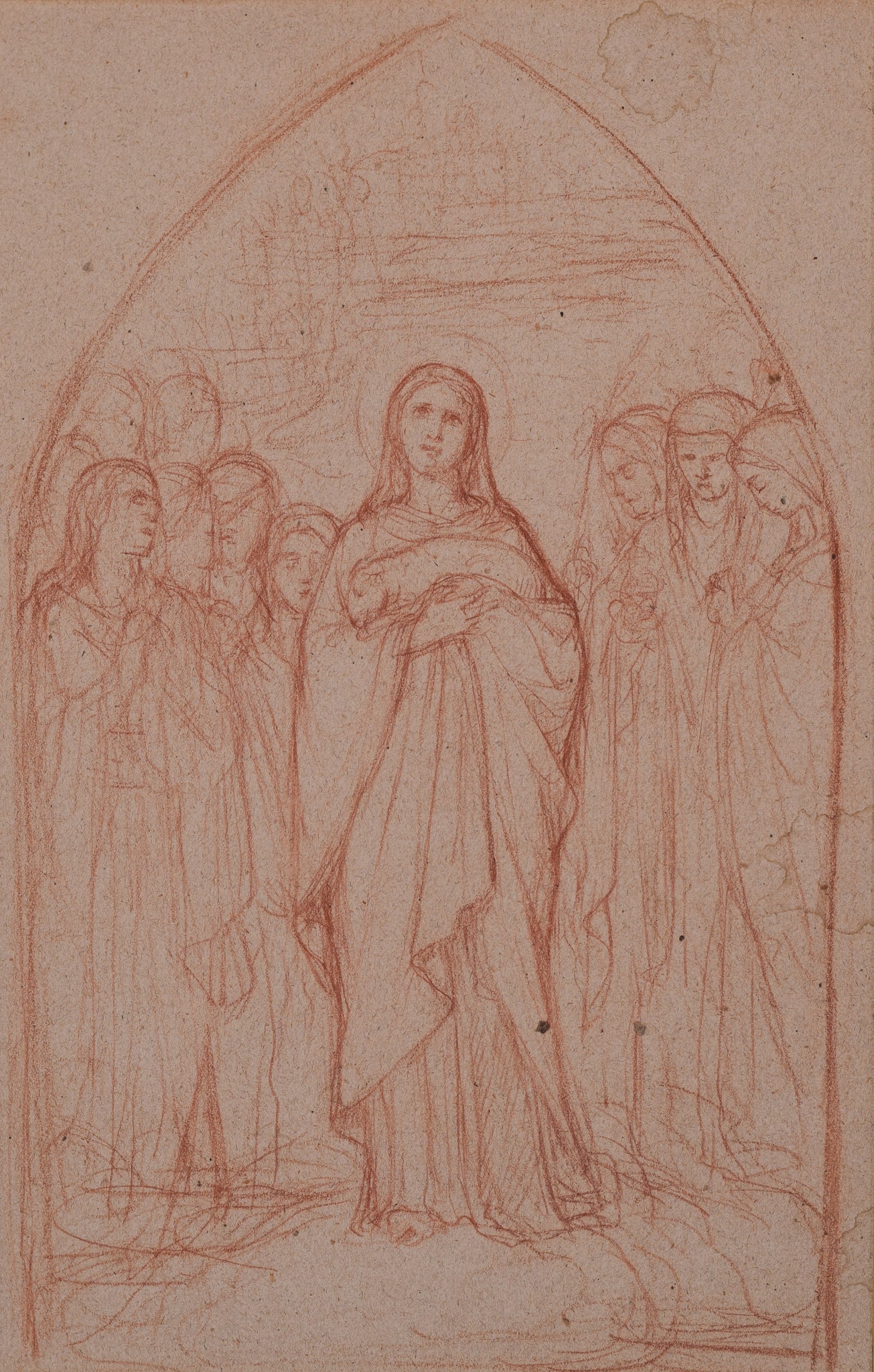 Pre-Raphaelite - Sanguine Drawing - Modern Decorative