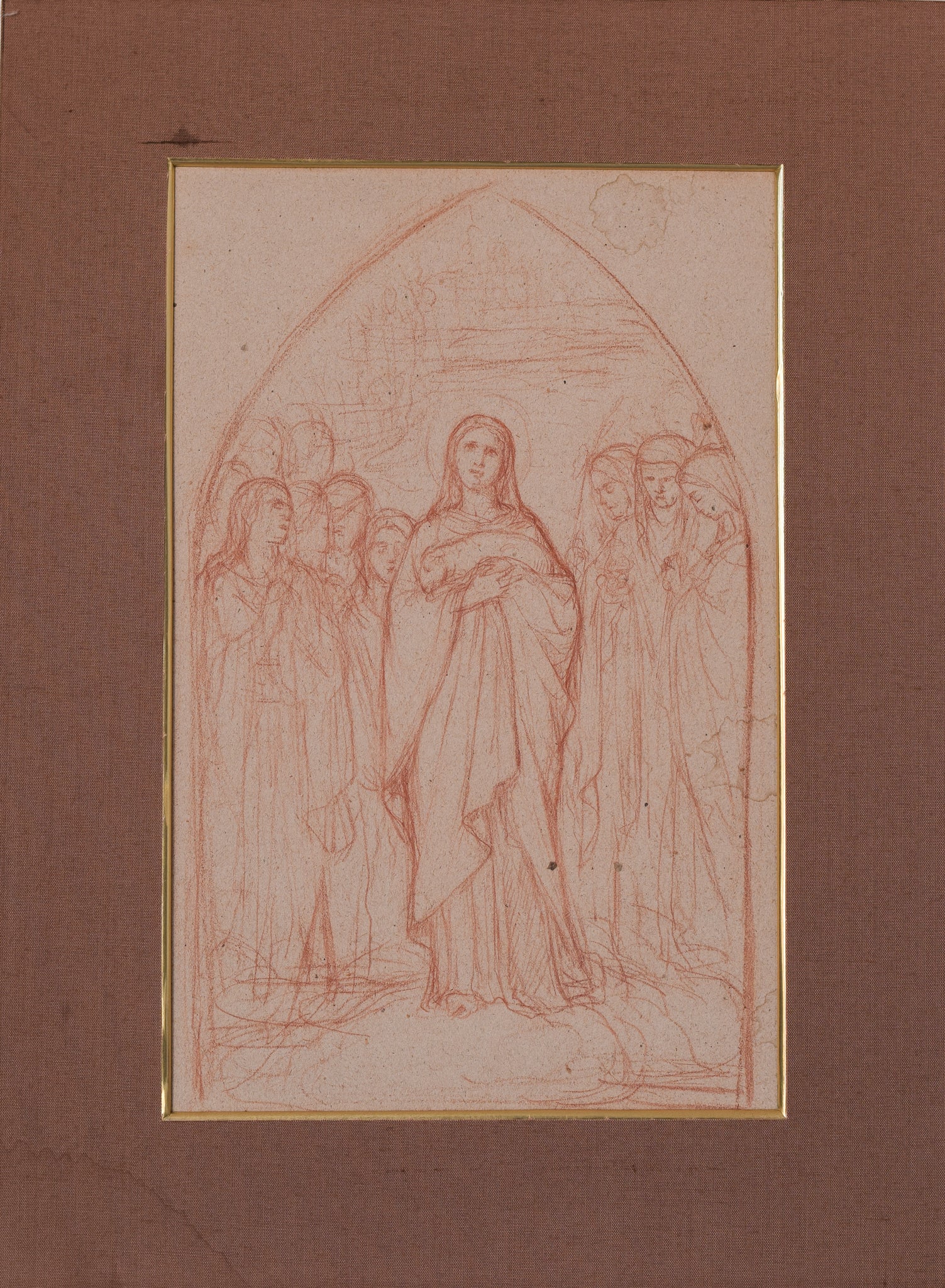 Pre-Raphaelite - Sanguine Drawing - Modern Decorative