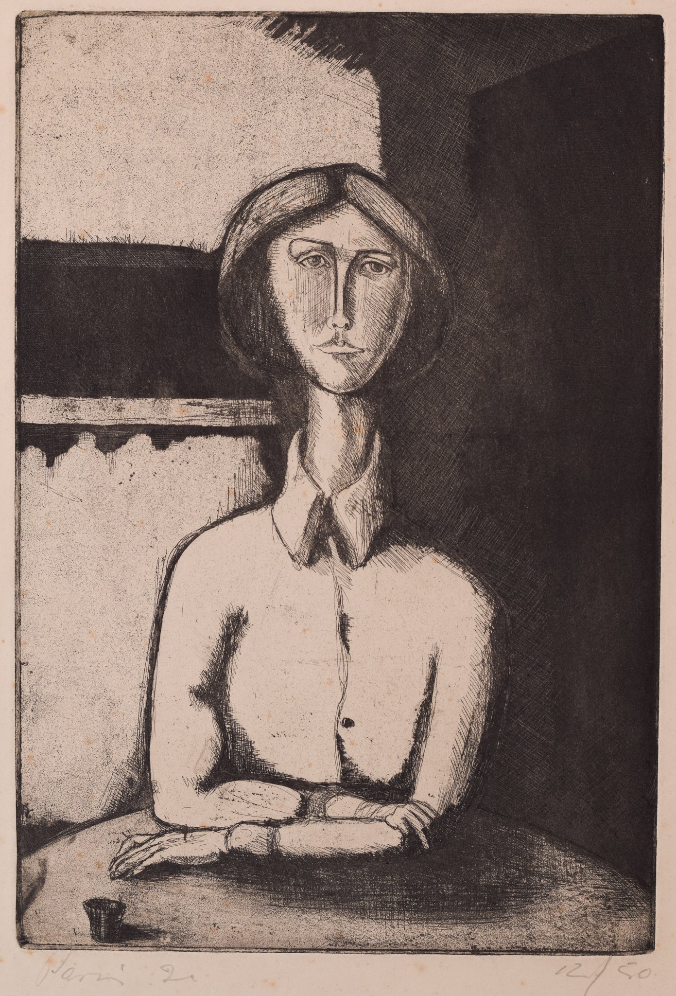 Follower of Picasso - Etching Portrait of a Lady