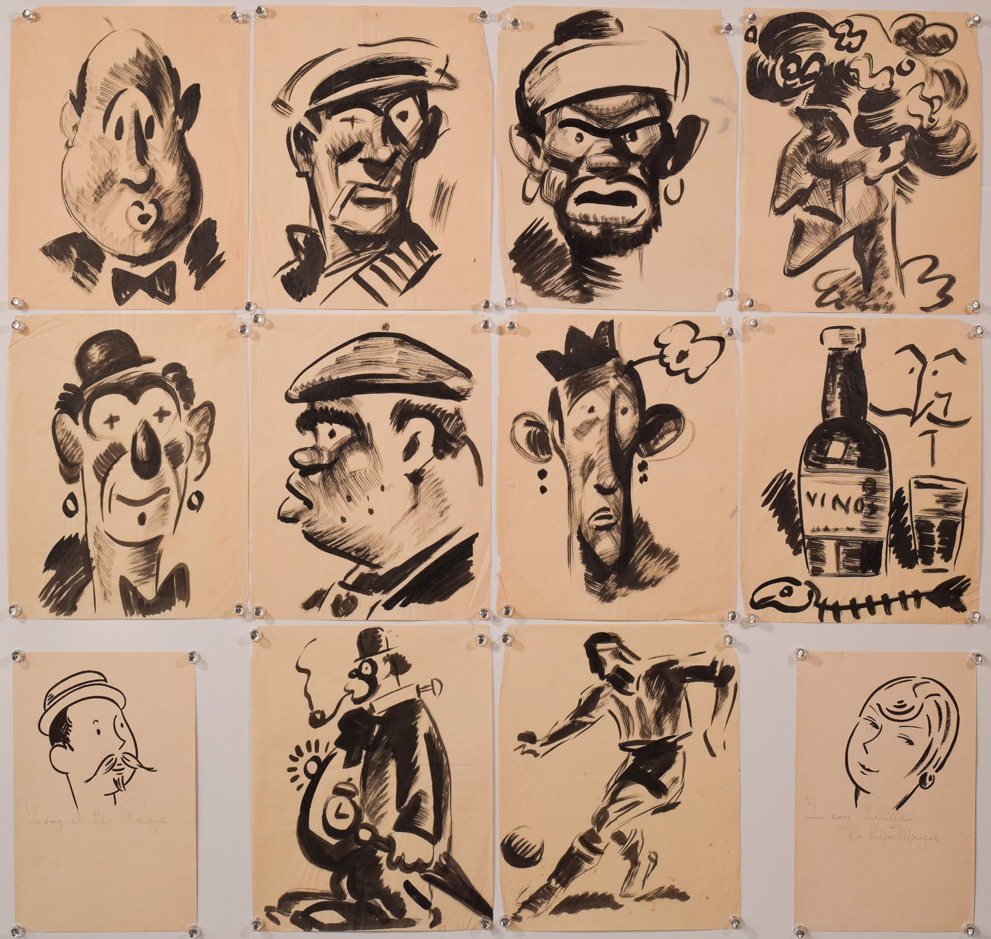 Collection of 12 - Pen and Ink Cartoons - Modern Decorative