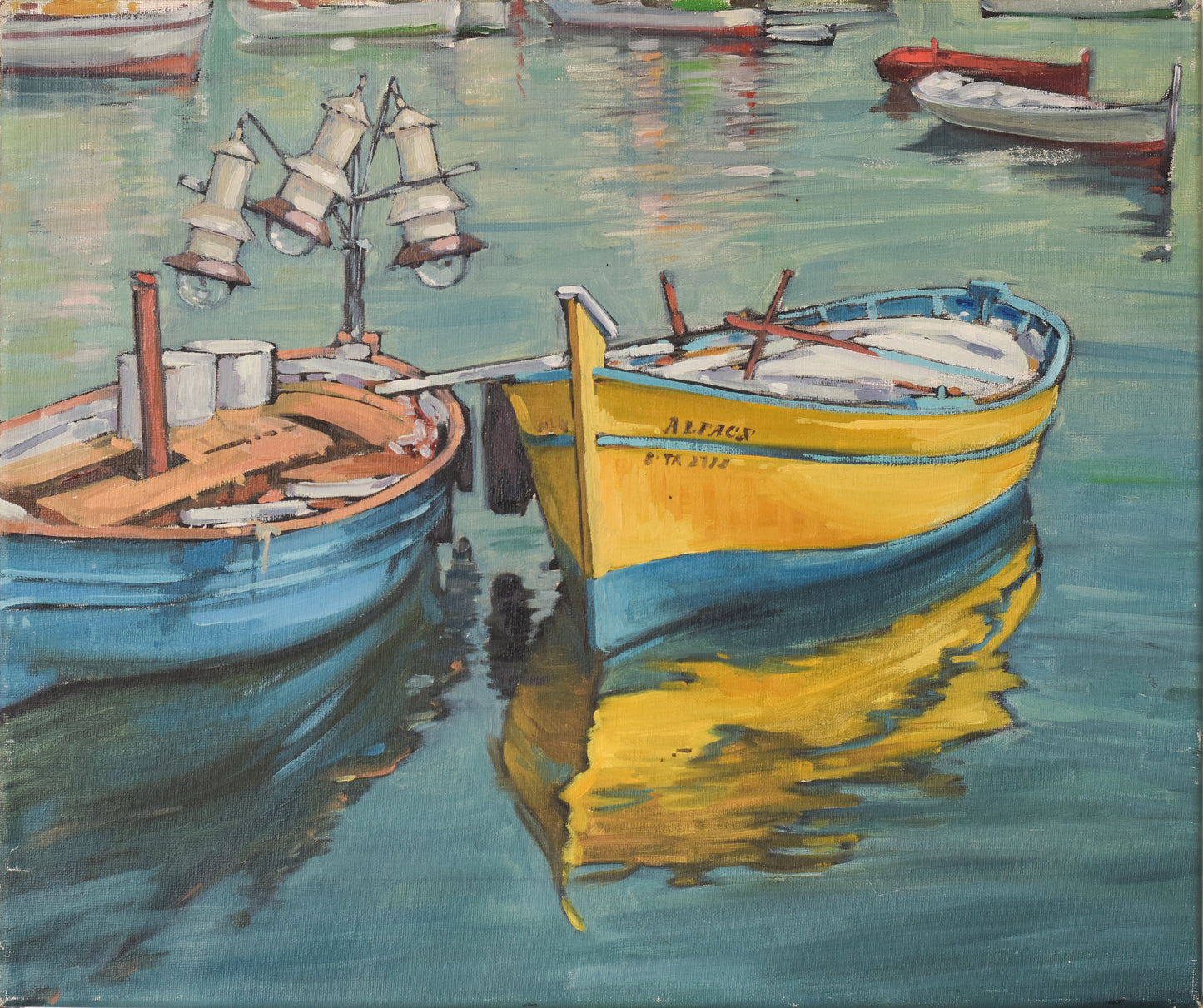 Post Impressionist Fishing Boats - Modern Decorative