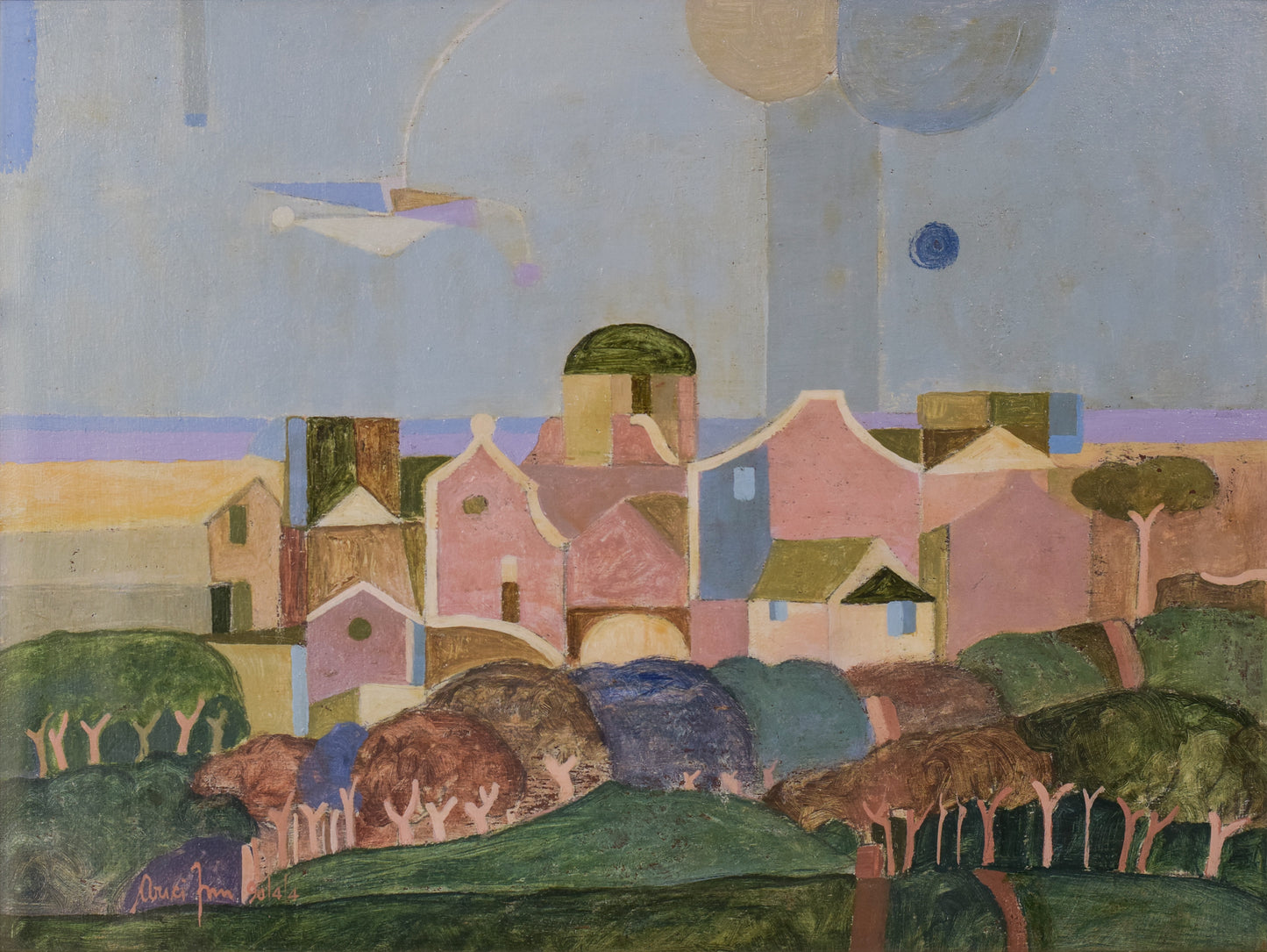 Italian Cubist Landscape - Modern Decorative