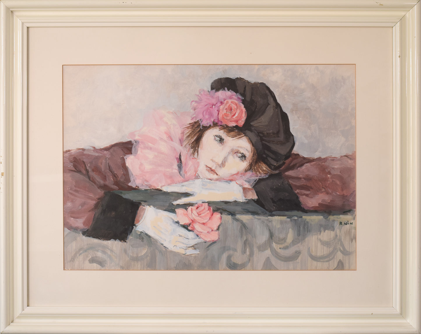 Portrait of a Lady with a Rose in the Style of Manet