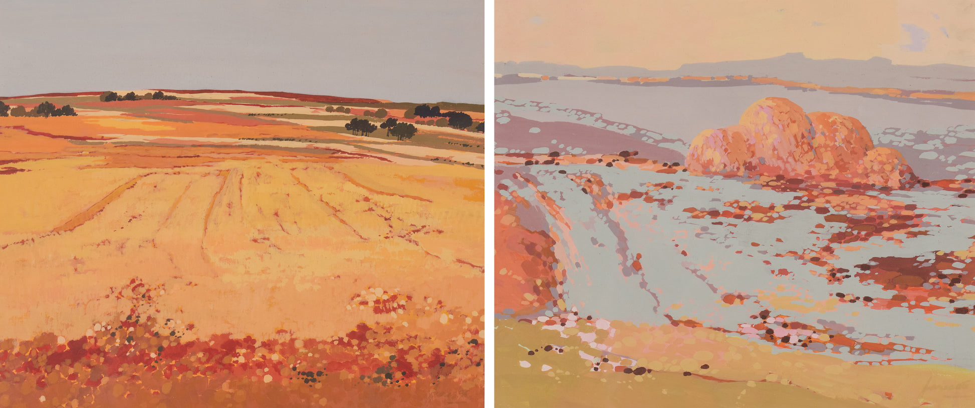 Pair of Summer Landscapes - Mid Century - Modern Decorative