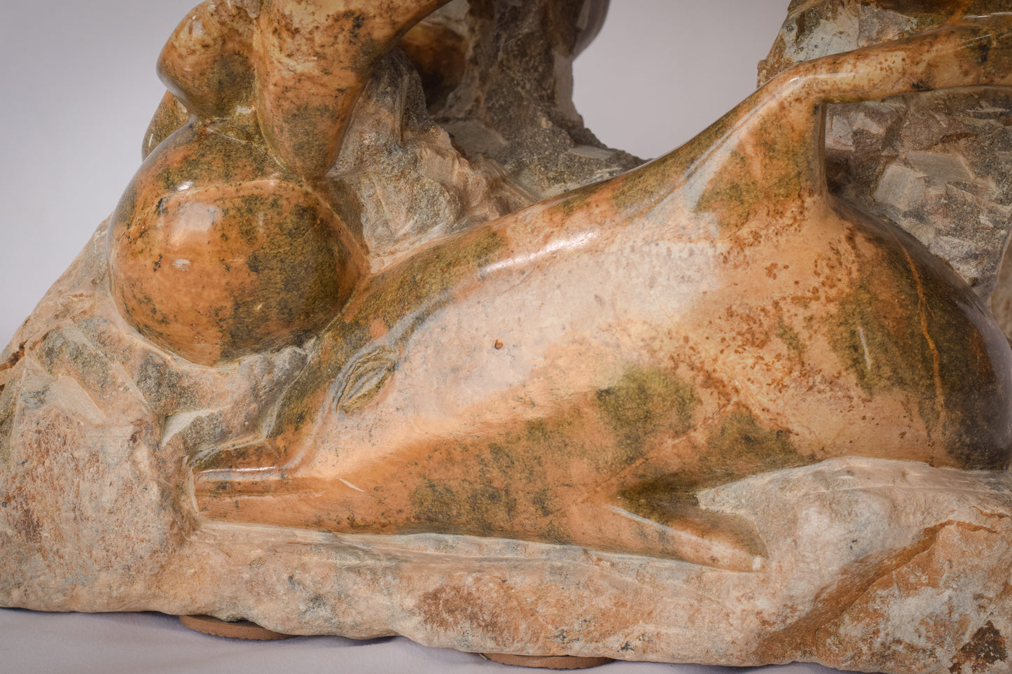 Vintage Marble - Sculpture of Dolphins - Modern Decorative